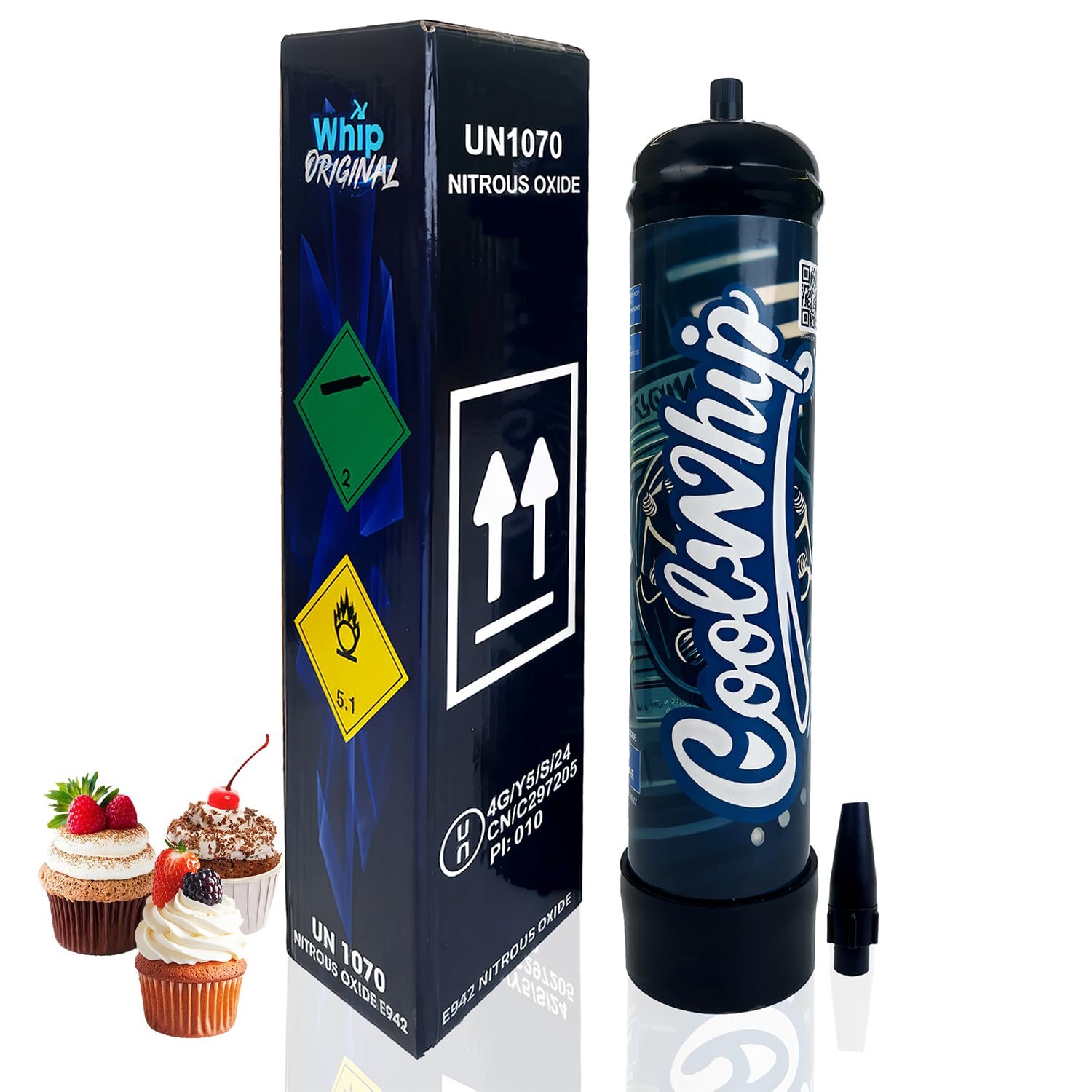 Whipped Cream Charger 640G 1.1L Whip Cream Charger Cartridges Whip Cream Charger Cylinder Food Grade Original Flavor (Nozzle Included) 1-Pack 640G 1.1L 1pack