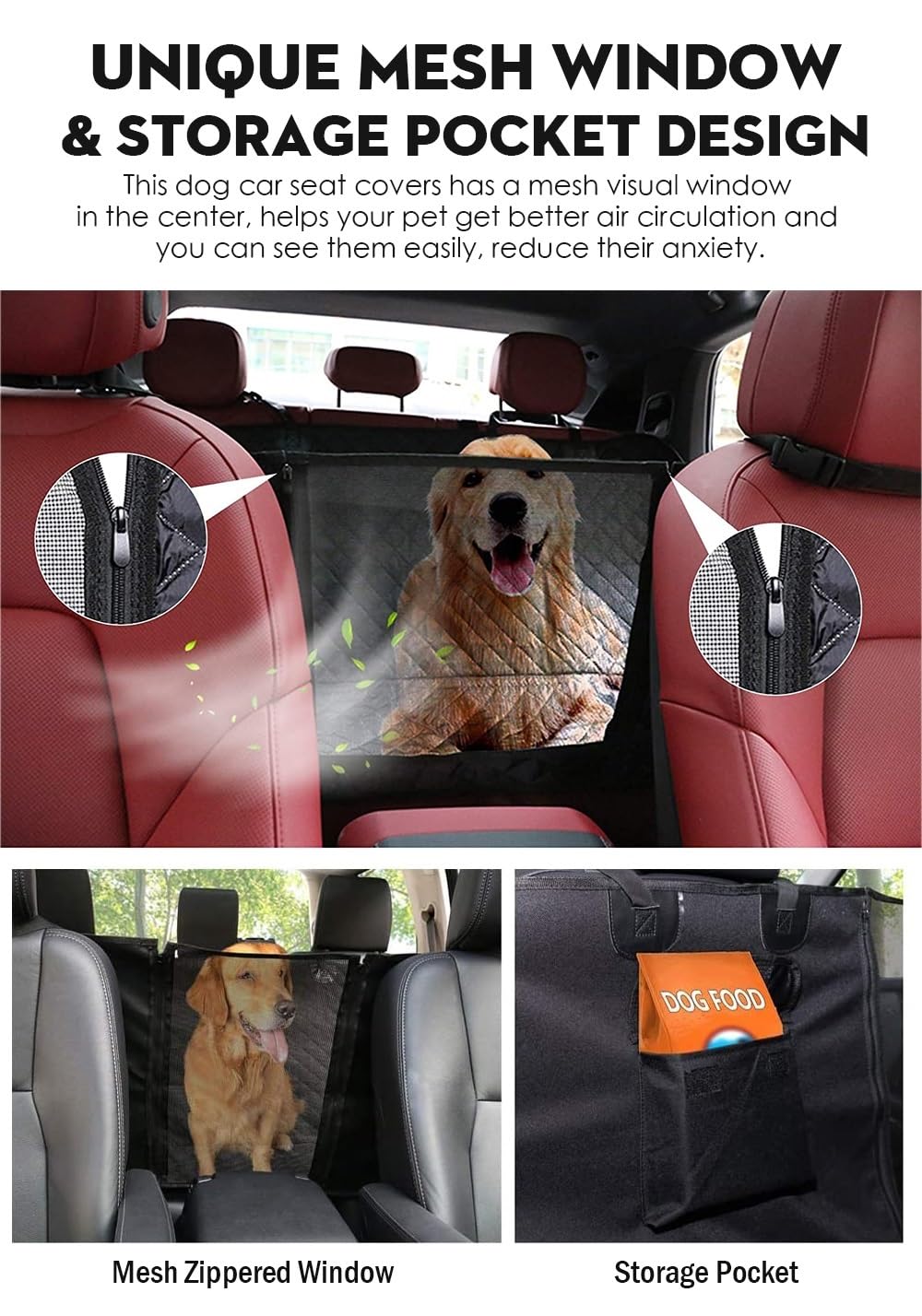 Funda Asiento Coche Perro Funda de Asiento de Coche para Perros Pet Travel Dog Carrier Hamaca Protector de Asiento Trasero de Coche Cubre Asientos Coche Perro