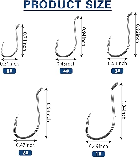 Miniatura 3 de Ganchos de pulpo, anzuelos de pesca con forma de J, ganchos circulares de pulpo, picos de púas, ganchos de acero de alto carbono, ganchos circulares