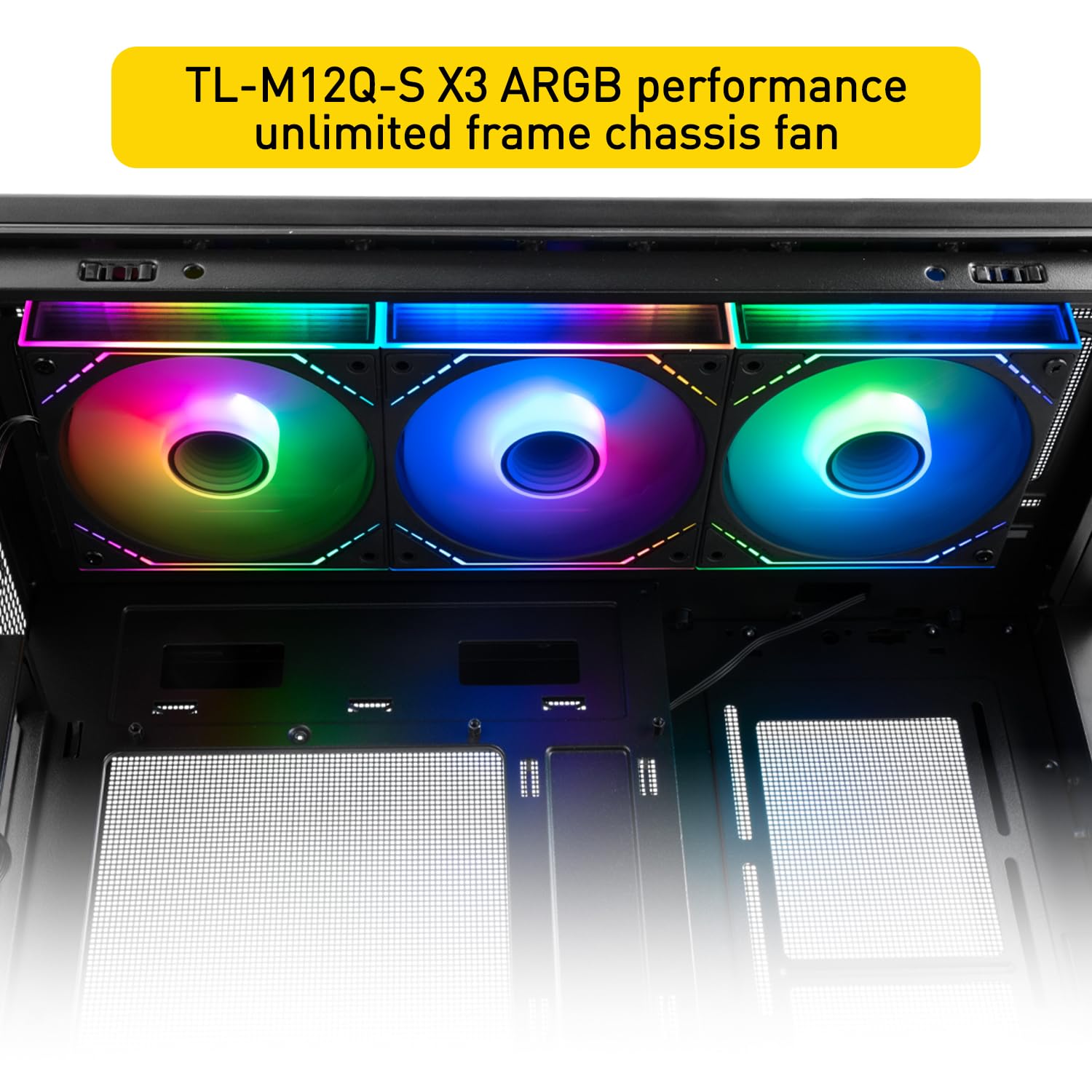 Thermalright TL-M12Q-S X3 Triple Pack ARGB Case Fan, Cable-Free Connection Between Fans, Customizable Infinity Mirror Lighting Effects,Simple Cable Management-Black ARGB