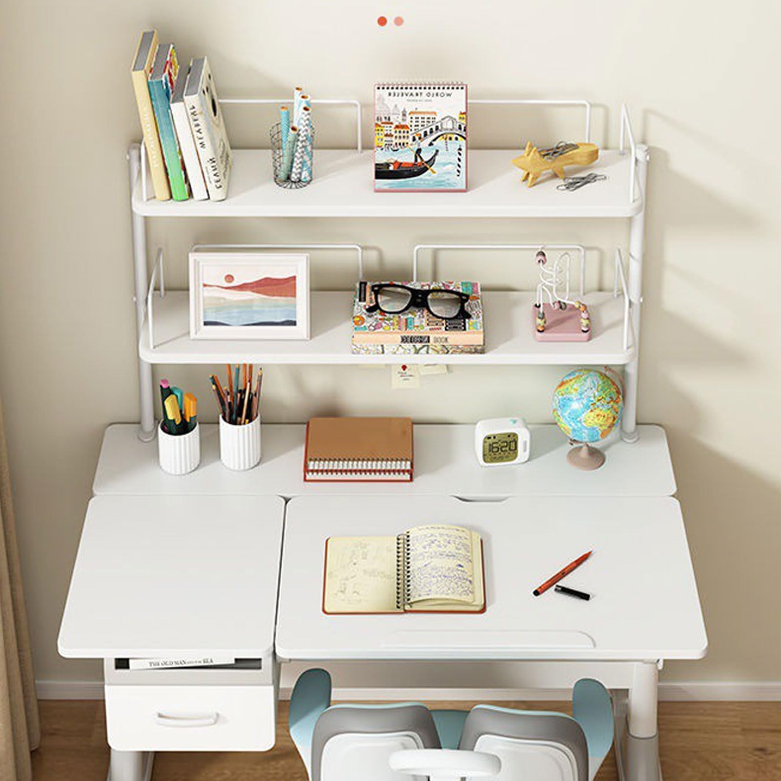 Estante de escritorio para oficina y dormitorio, estante de almacenamiento de libros y artículos de papelería para oficina en casa