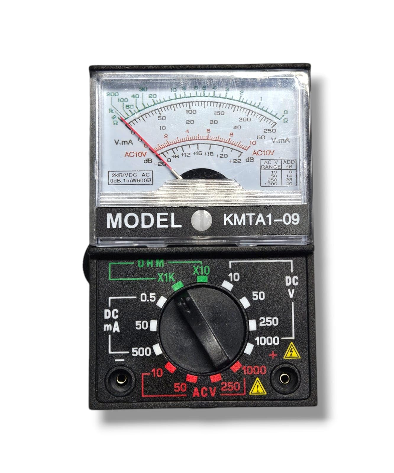 Multimètre analogique, mini testeur analogique, avec câbles de pointe, voltmètre ampèremètre Ohmmètre