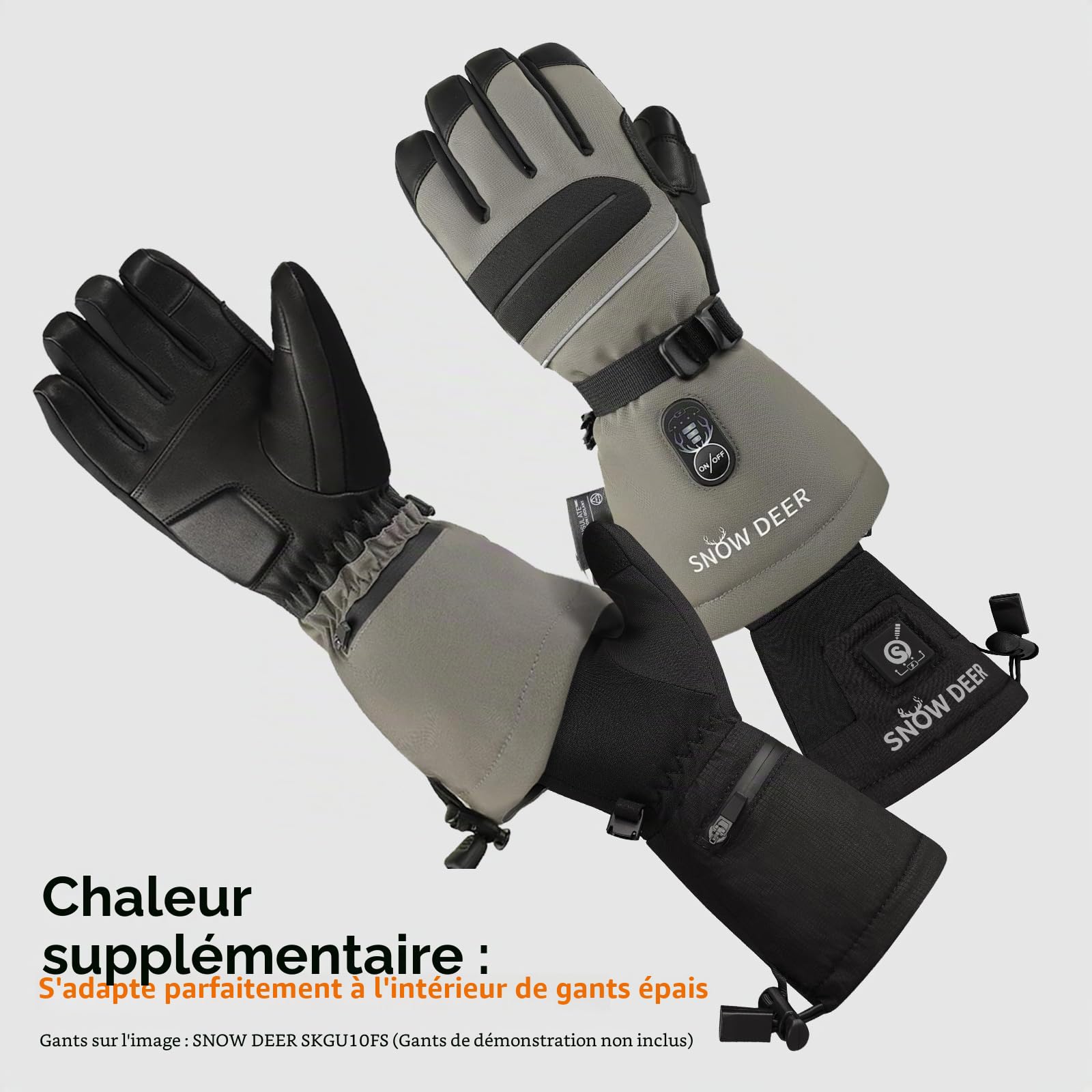 SNOW DEER Gants chauffants pour homme et femme, 7,4 V 2200 mAh, batterie rechargeable, chauffe-mains pour la neige, le ski, la pêche, l'équitation, le cyclisme, le camping, la moto