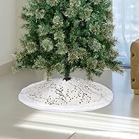 Vista 4 de S-DEAL Falda de árbol de Navidad con bayas doradas, falda de árbol de felpa de piel sintética de 24 pulgadas para decoración navideña del hogar