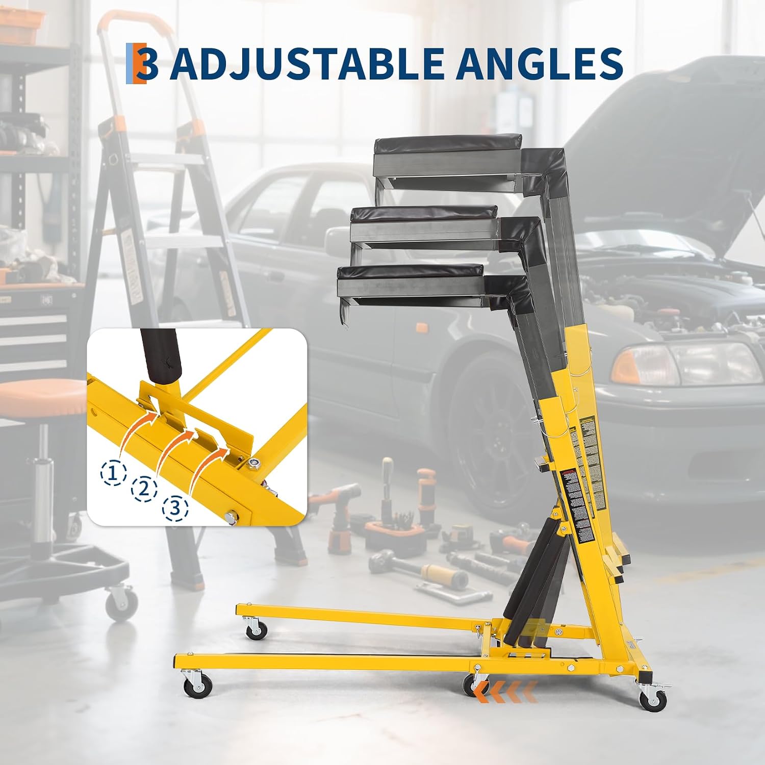 Top Automotive Creeper,Engine Topside Creeper with Adjustable Height 49.21 in to 68.89 in, 400 LBS Capacity High Topside Creeper,6 Swivel Caster Wheels, Heavy Duty Foldable Garage Creepers for Auto
