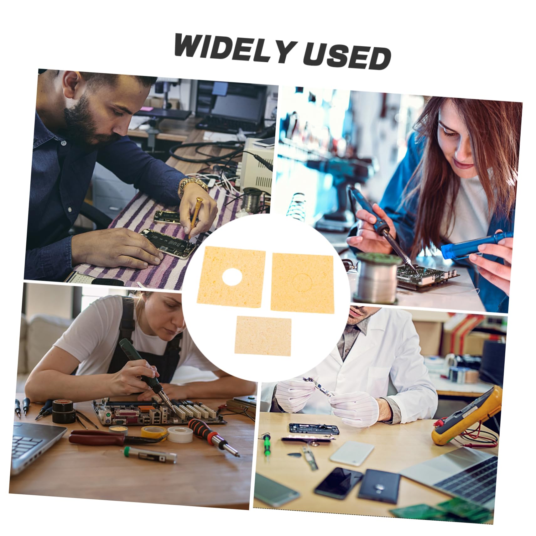 Uonlytech Cleaning Sponge Set 10 Pcs Reusable Soldering Sponge for Efficient Soldering Iron Tip Cleaning