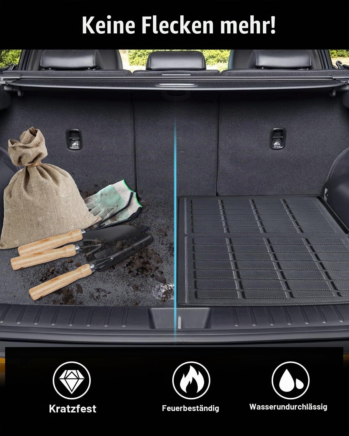 CDEFG Kompatibel mit Hyundai Tucson NX4 2021-2025 2026 Kofferraumwanne TPE Kofferraummatte Wasserdicht Anti-Staub Wanne Car Cargo Trunk Tray Auto Tucson 2025 Zubehör