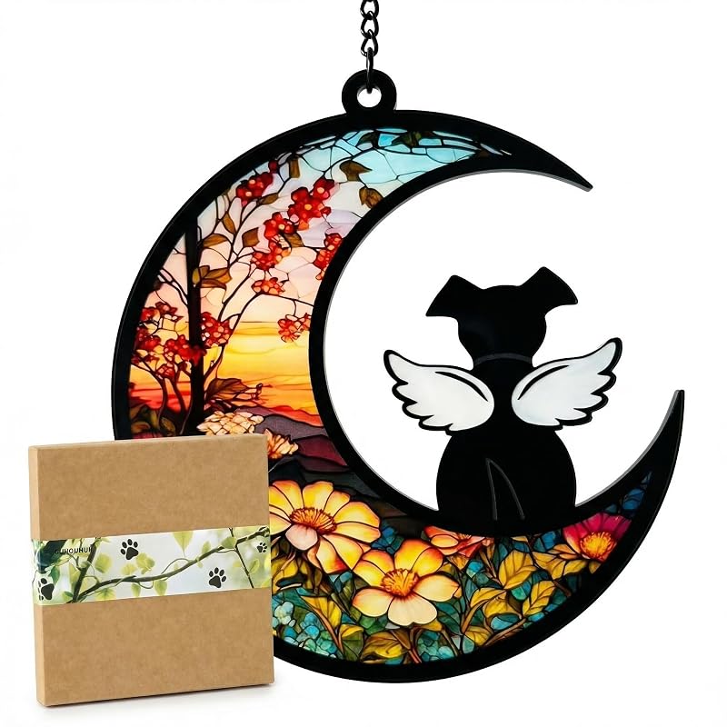 Presente Memorial para Cães com Pega-Sol de Acrílico Anjo BUHOUHUI, Kit com 1
