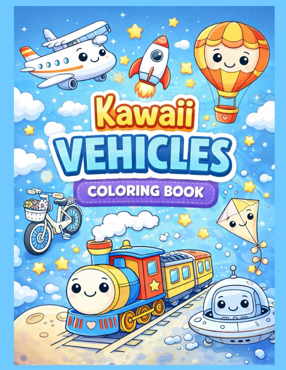 Kawaii Vehicles coloring book