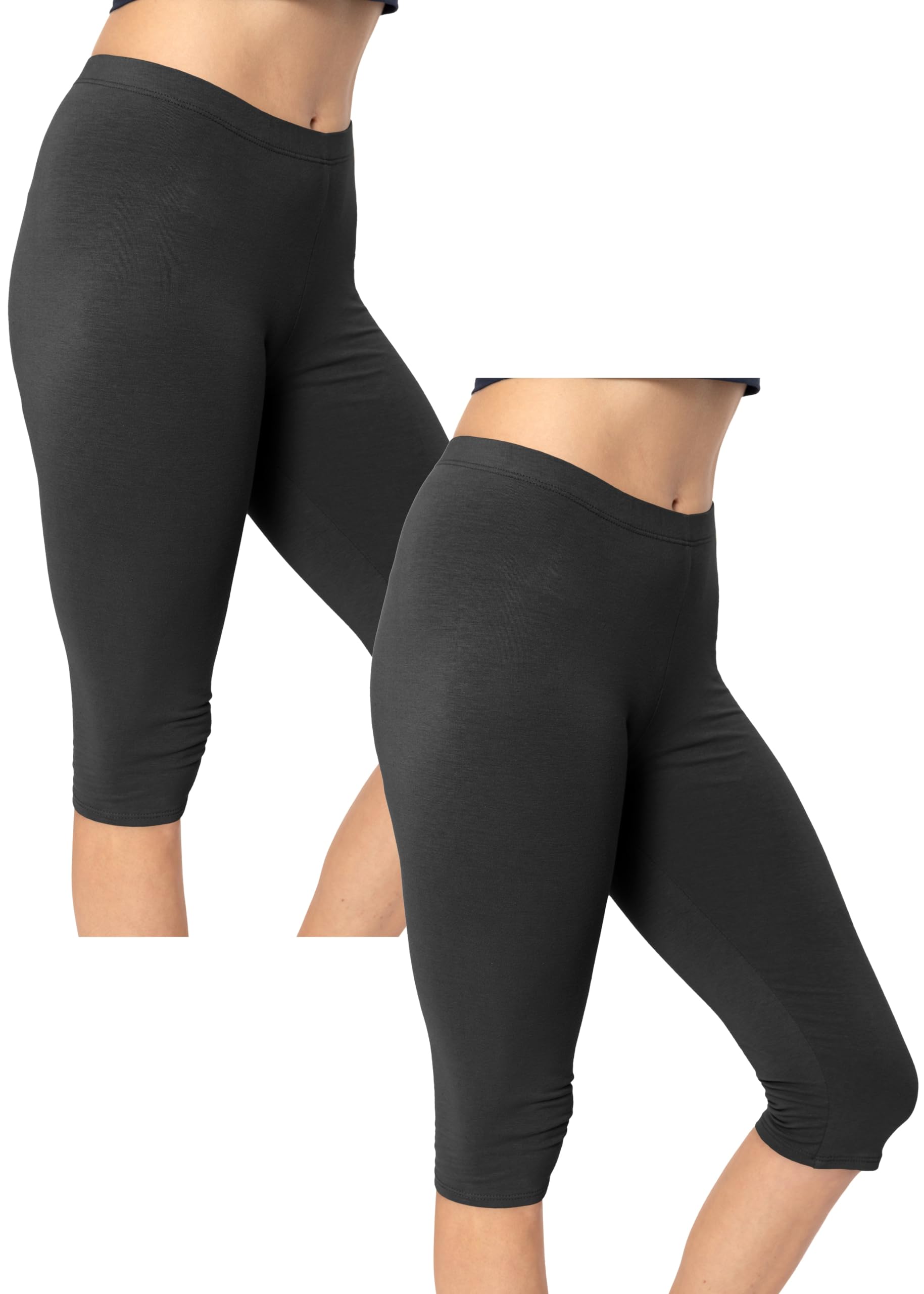 STRETCH IS COMFORT Cotton Capri Leggings, Knee Length Pants, Plus Size