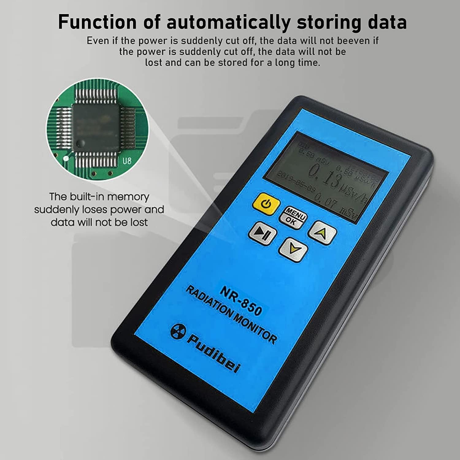 Handheld Nuclear Radiation Meter, Professional Geiger Counter Dosimeter Portable Radioactive Detector for X Y Beta Gamma Rays, Electromagnetic Field Tester