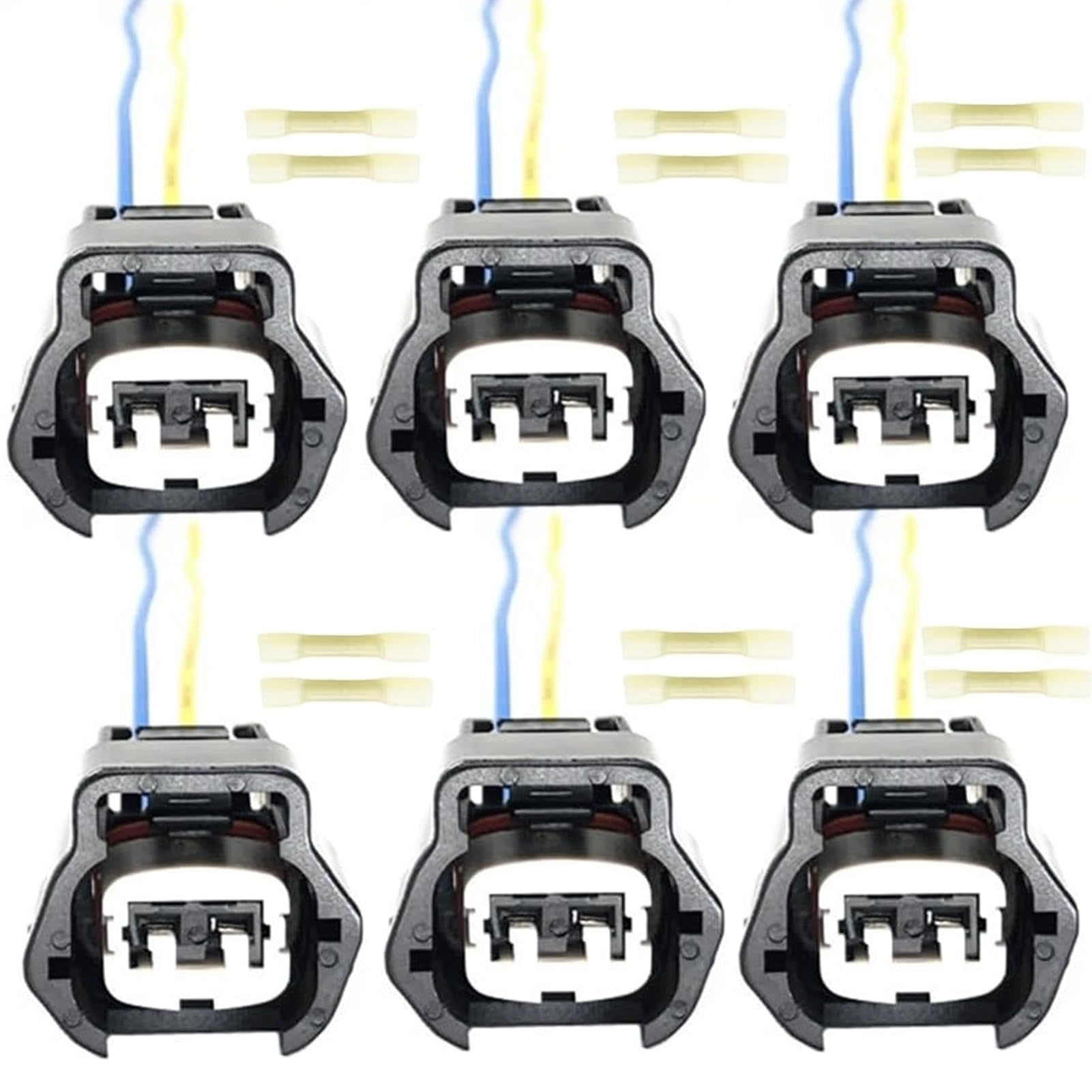 6 Pcs 2 Wires Fuel Injector Nozzle Connector Wiring Harness Pigtail Plug Fit for Nissan Xterra 2.4L 3.3L 1996-2006 Nissan Frontier 3.3L 1999-2004 OE