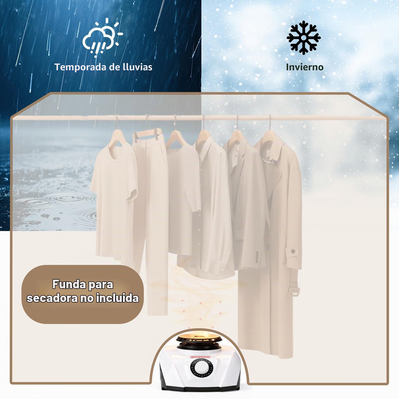 Secadora de Ropa Portatil 1200w, Secadora Eléctrica Pequeña con Temporizador, Adecuada para Secado Y Calefacción De Ropa para El Hogar, Enchufe Europeo 220v