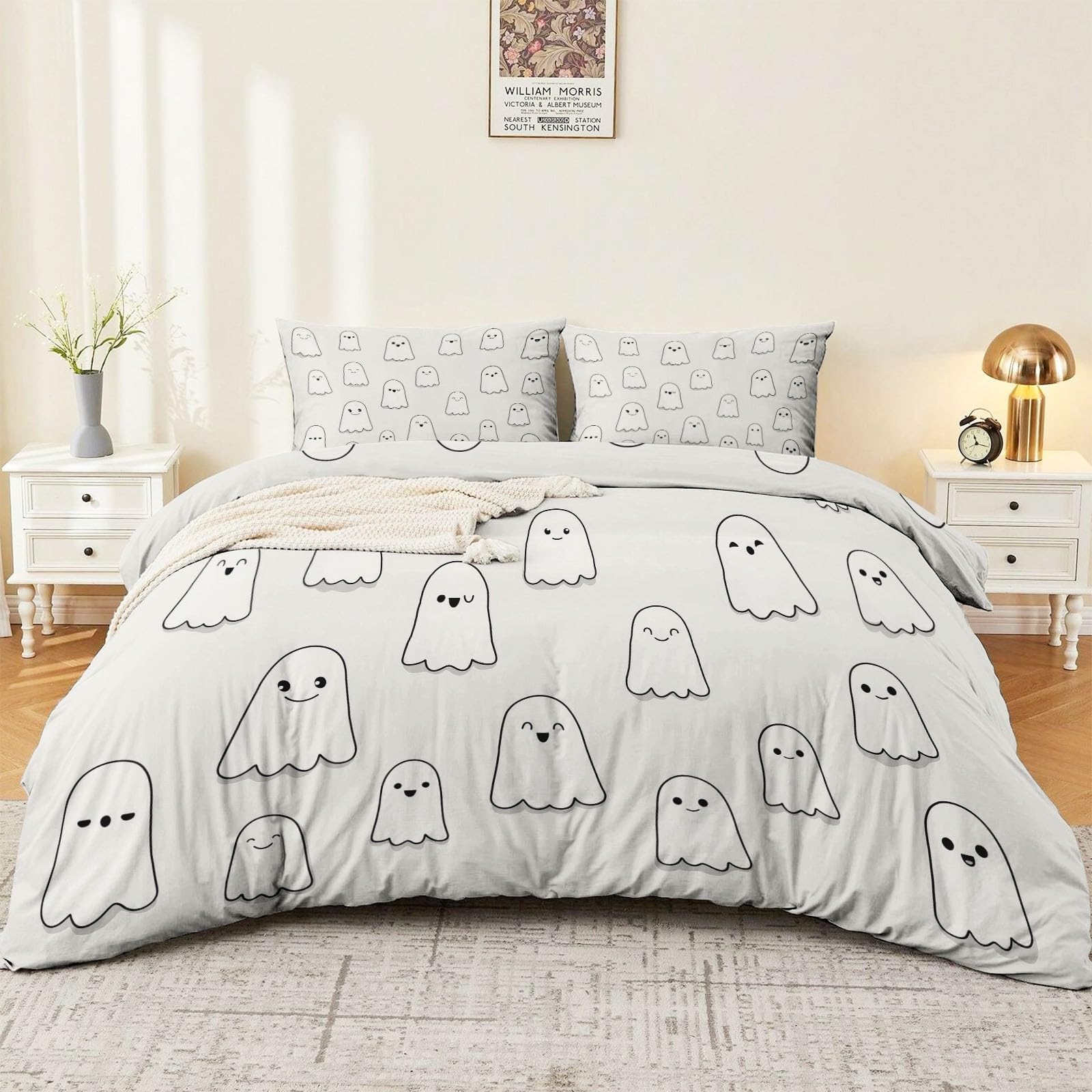 Parure de lit 220x240 cm thème cartoon minimaliste avec housse de couette