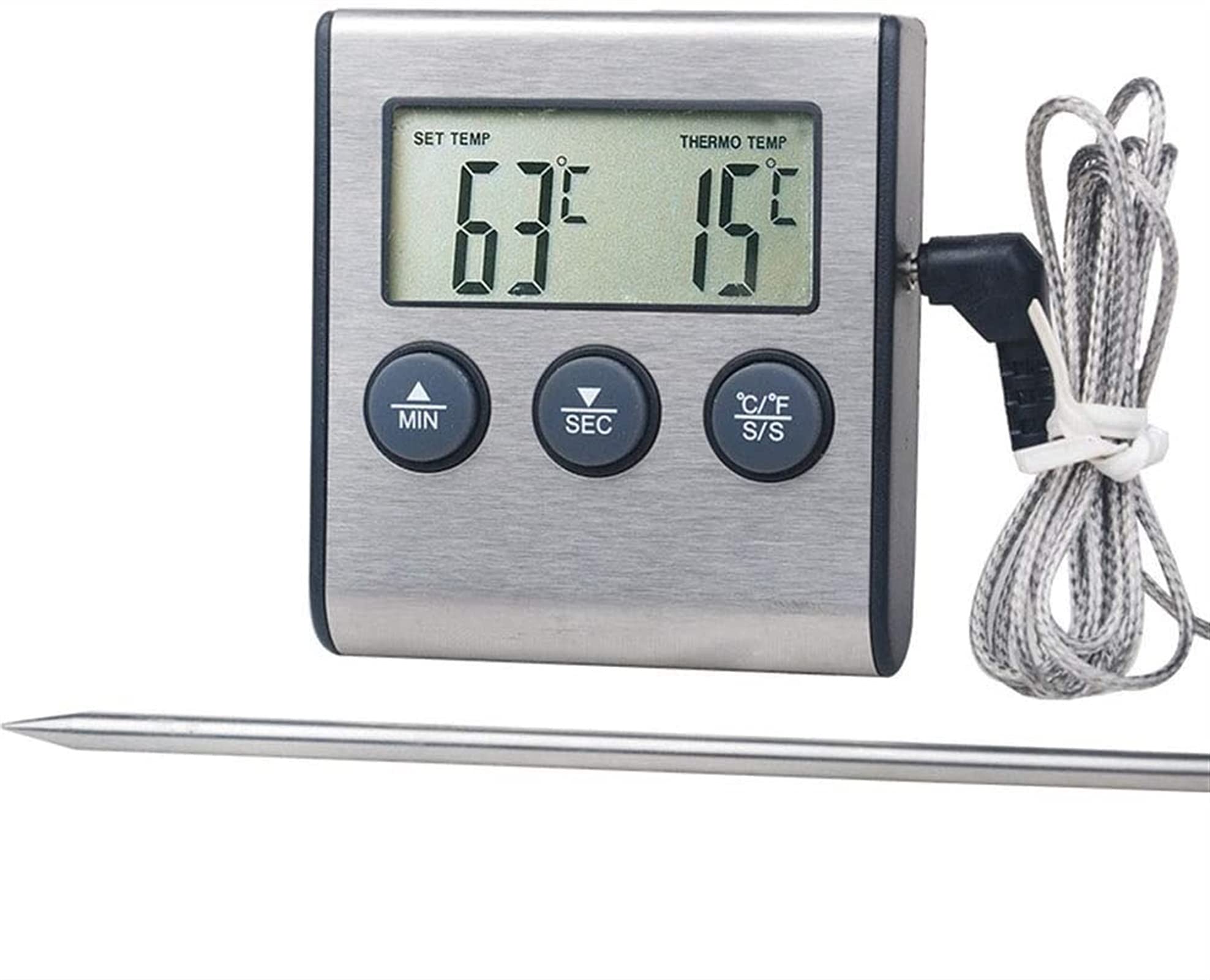 Thermomètre à viande XMING avec sonde et minuterie intégrée pour cuisine
