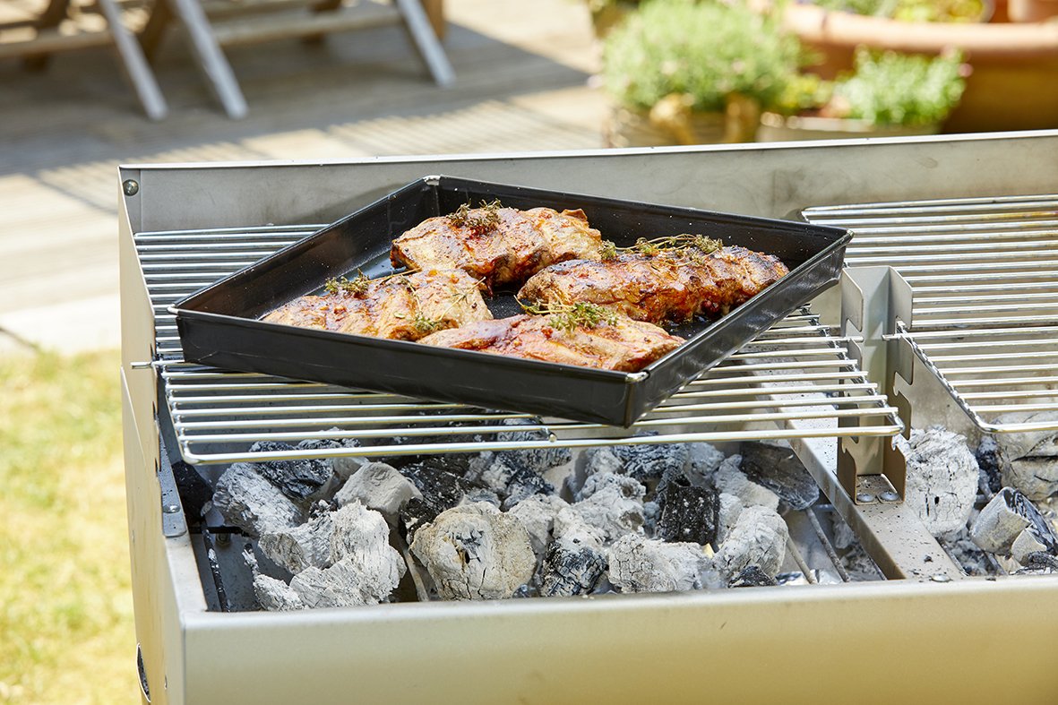 Durandal Plateau de barbecue pour barbecue et four, tapis de cuisson pour barbecue à gaz et au charbon de bois, avec revêtement anti-adhésif, facile à nettoyer, accessoires de barbecue, poêle à