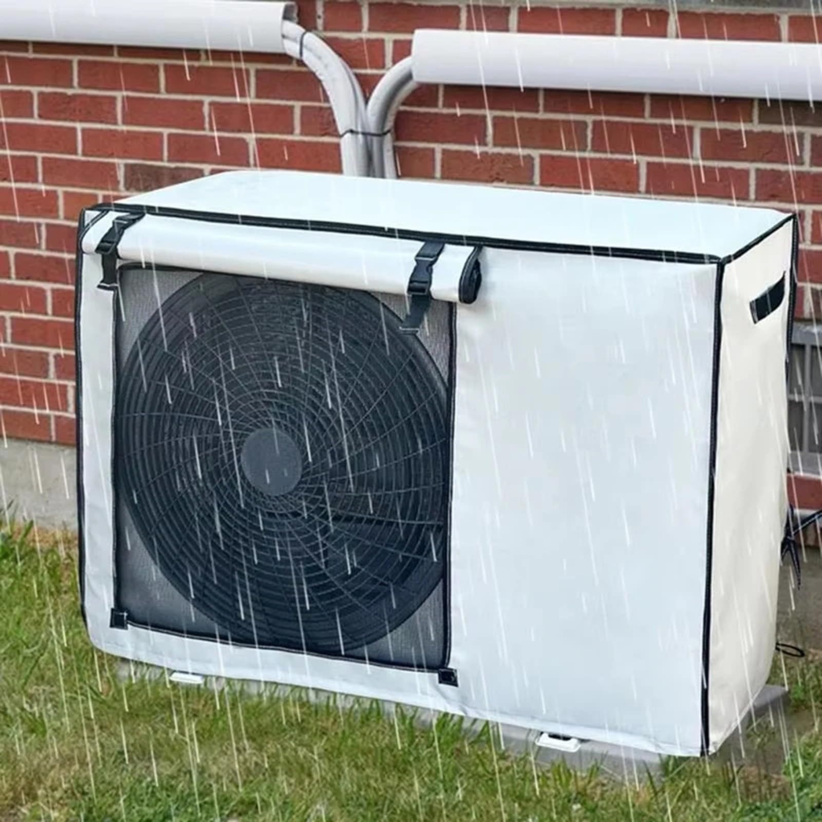 Oxford Wetterfeste Abdeckung für Klimaanlagen, UV-Schutz, Regenschutz mit aufrollbaren Riemen, silberfarben, 100 x 80 x 43 cm (100 x 80 x 43 cm)