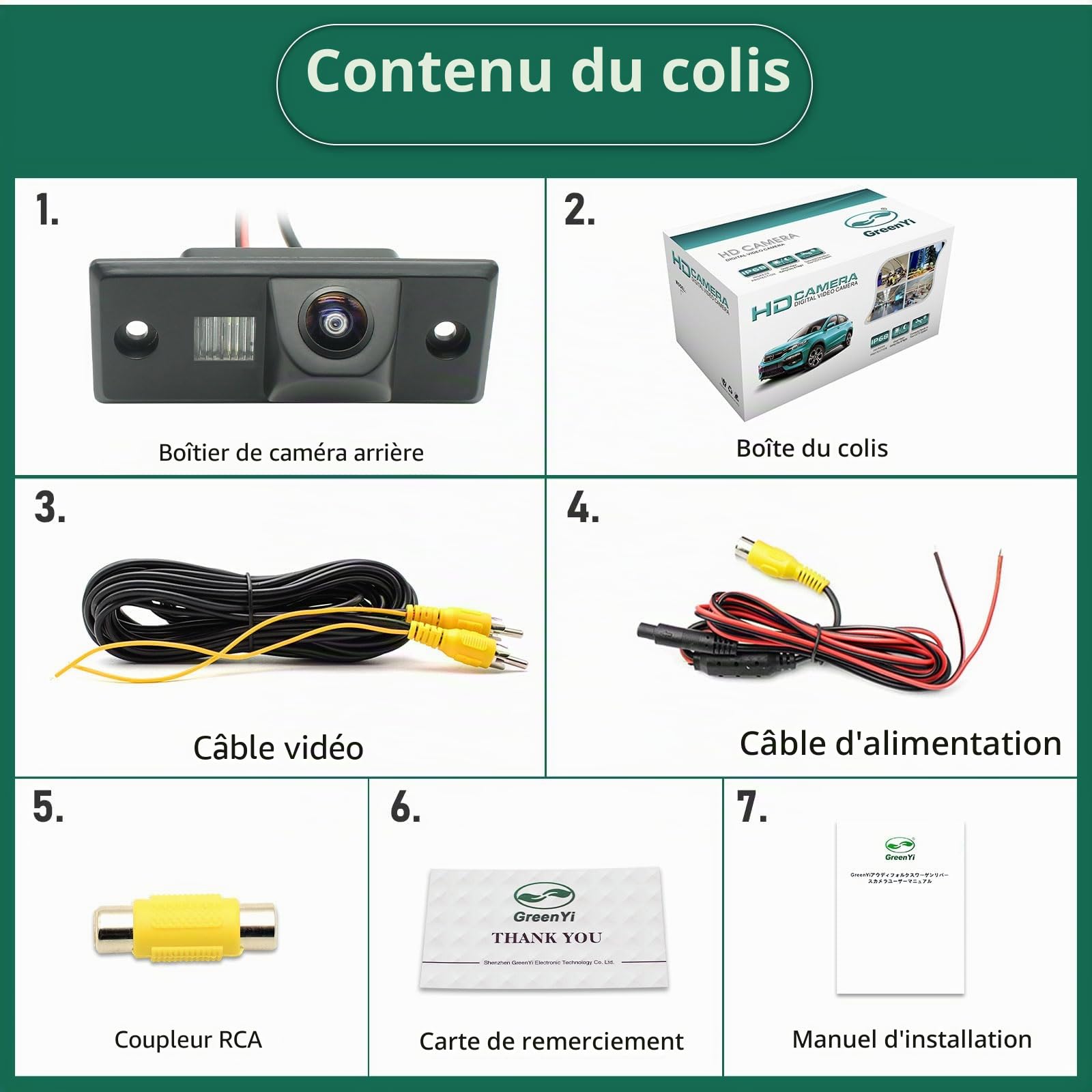 AHD 720P Caméra de recul pour VW Golf Passat Tiguan Touran Polo Touareg, Skoda Octavia Superb Fabia, Cayenne Panamera Cayman, Seat à partir de 2005 170 degrés Objectif fisheye Caméra de recul