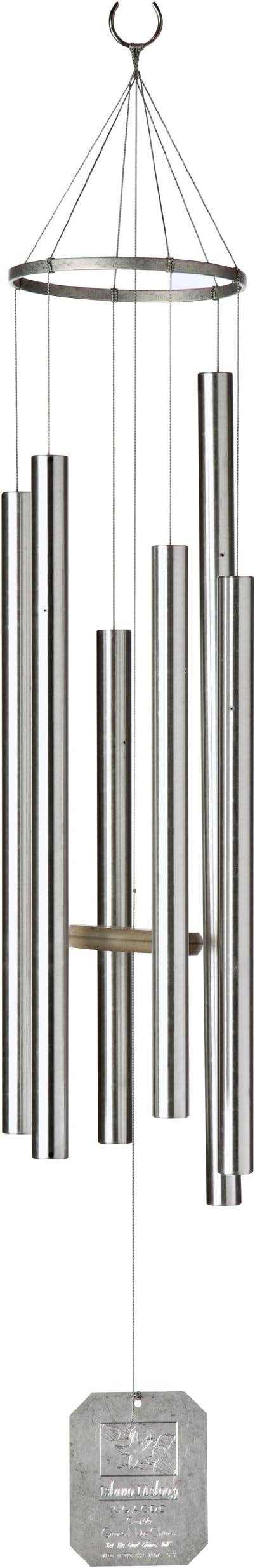 Grace Note Chimes 5S 36-Inch Island Melody Wind Chimes, Small, Silver