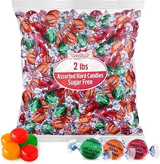 Dulces duros surtidos sin azúcar de Sweetside, paquete de 2 libras de dulces duros a granel envueltos individualmente, dulces duros sin azúcar perfectos para cuencos de dulces, recuerdos de fiesta