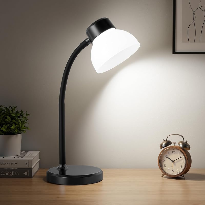 Desk Lamps for Home Office,Small LED Reading Lamp,5000K Eye-Care Desk Light | Desk Lamps for College Dorm, Kids Study Table, Bedroom , Flexible Gooseneck, Compact Small Table Lamp, Space-Saving Design
