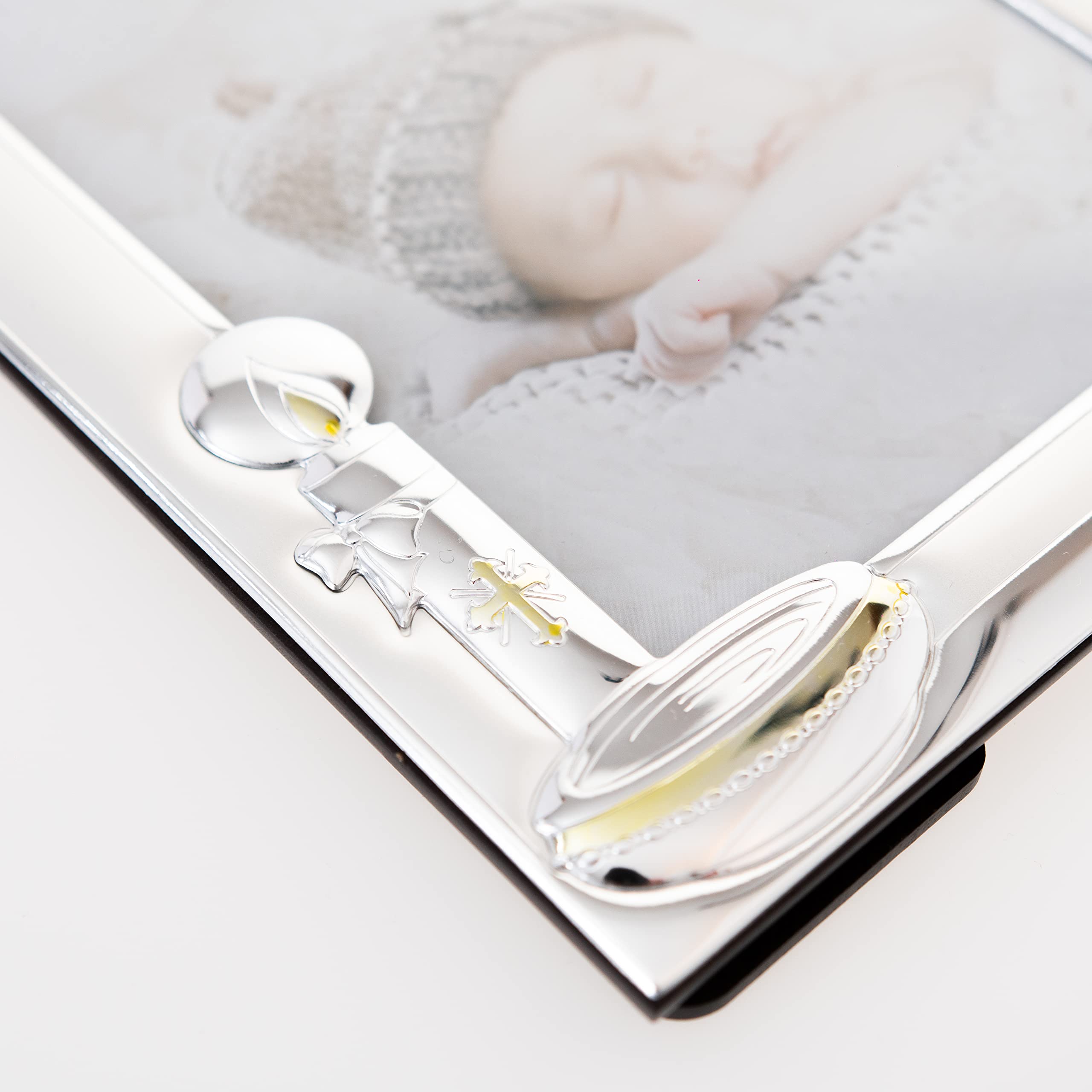 Valenti&Co - Cornice Portafoto in Argento cm 13x18. Perfetta Come Idea Regalo per ricorrenza Come Battesimo di Un Bambino