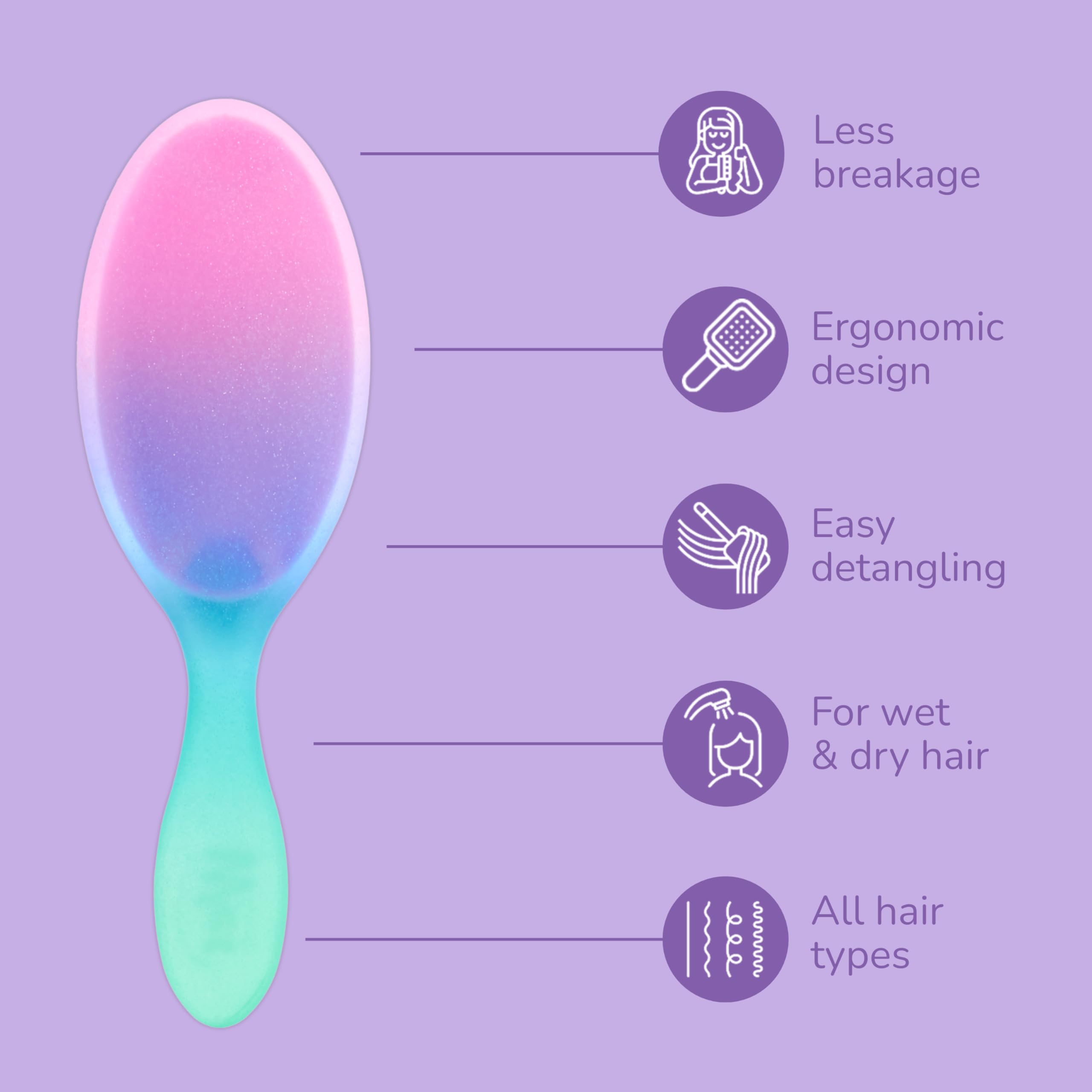 Wet Brush Original Detangler Haarbürste, weiche, flexible Borsten, entwirren sanft alle Haartypen, funktioniert auf nassen oder trockenen Strähnen, ergonomischer Griff, reduziert Haarbruch, limitierte