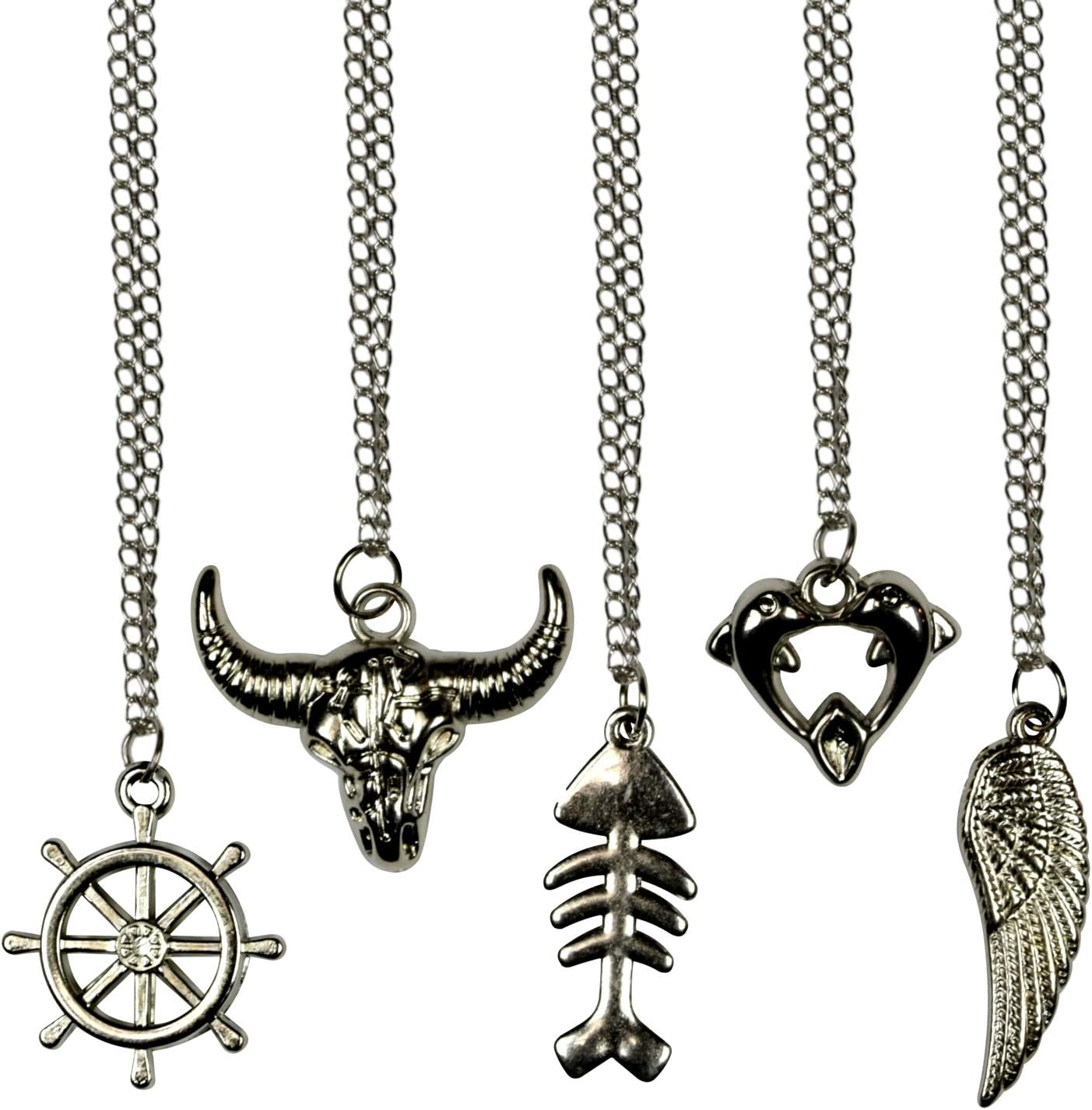 Necklaces Charms Bulk - Vending Machine Toys - Metal Charms with Necklace Chains - Tibetan Silver Assorted Charms Pendants, 100pcs