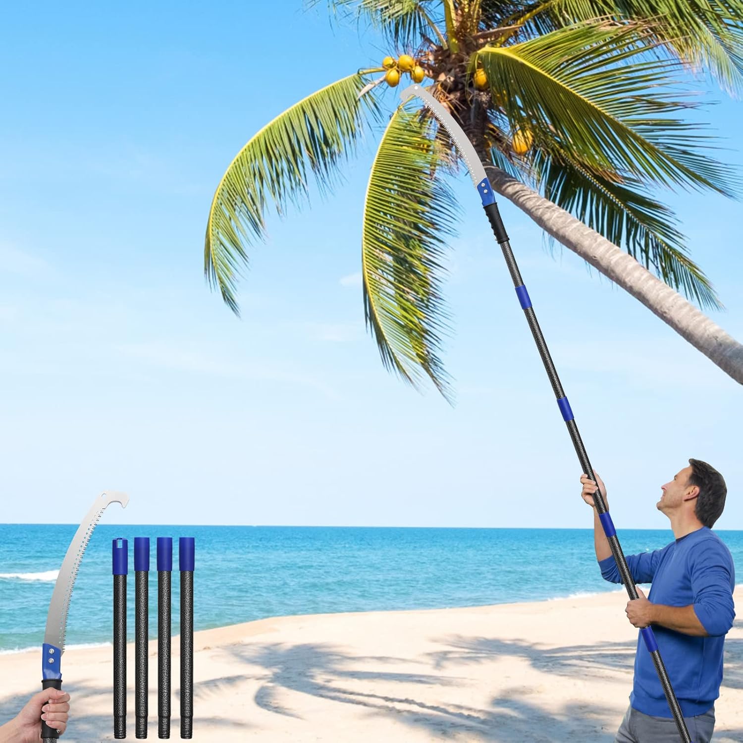 Manual Pole Saw for Tree Trimming, 10FT Pole Saw with