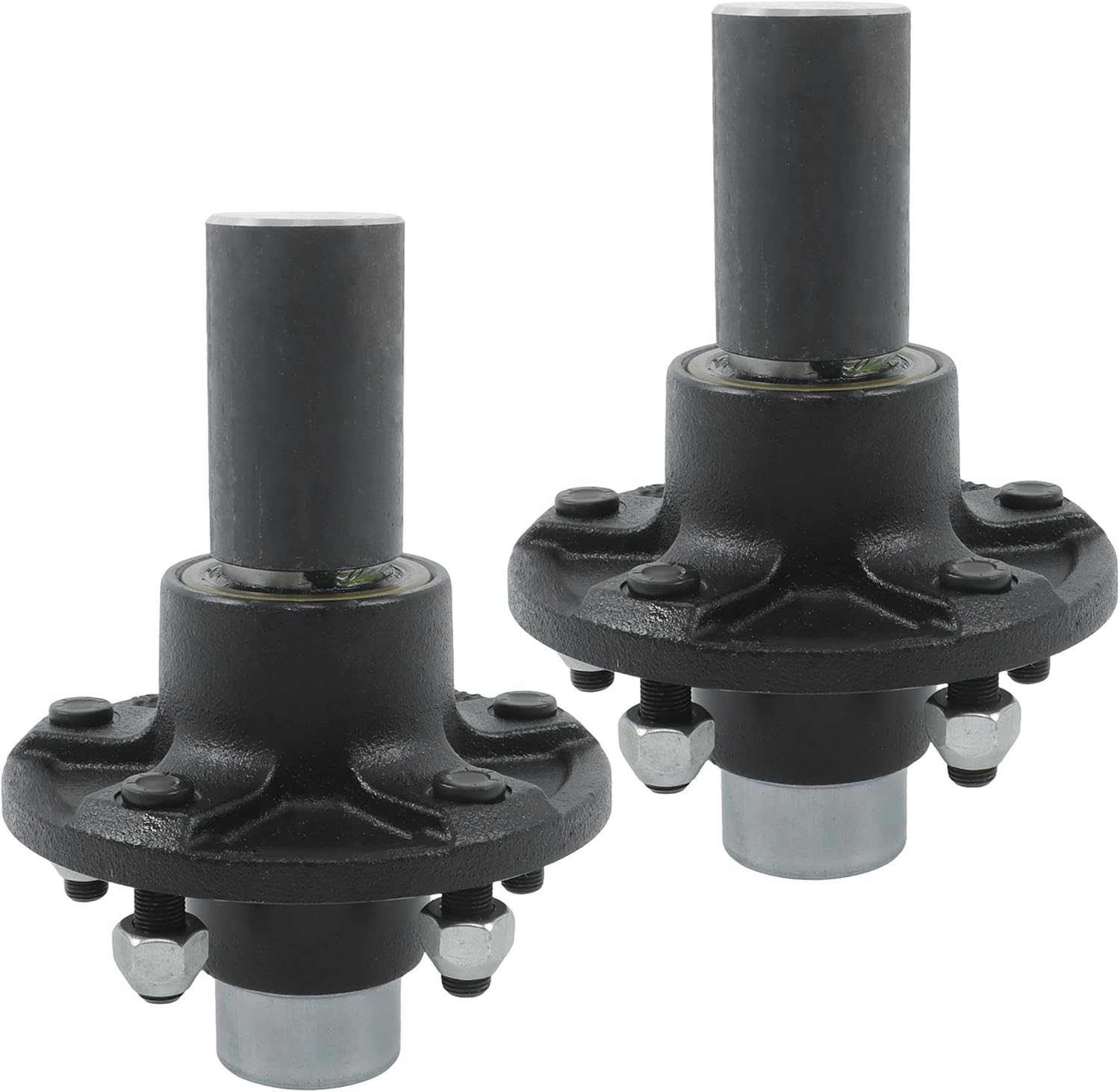 2 Sets Pre-Assembled Trailer Hub Spindle Kit 5-Lug 5 Inch Hub #84 Spindle for Stub End 3500Lb Axle