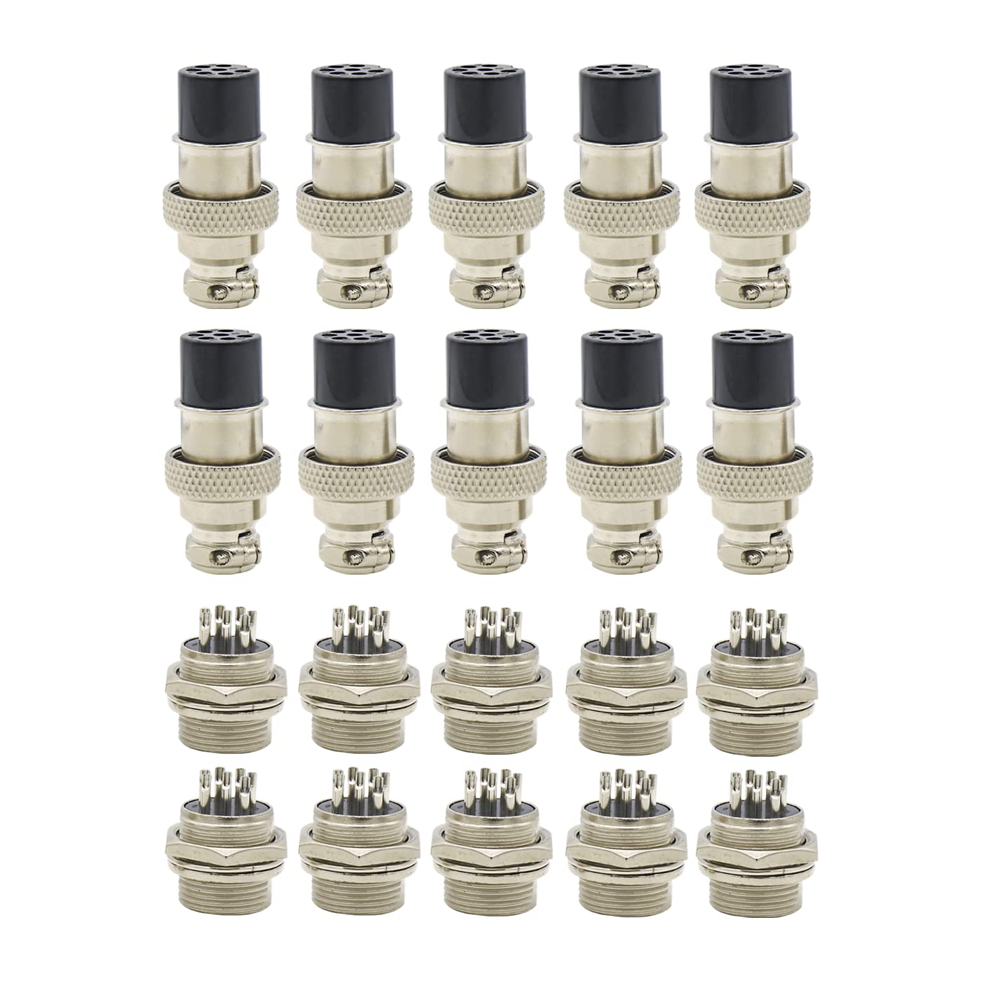 Electronic Spices 10 Pairs 7 Pin Aviation Plug Connector Male Female Panel Metal Wire Connector 16mm Socket (7 Pins 10-Pack) (7 PIN)-image-47