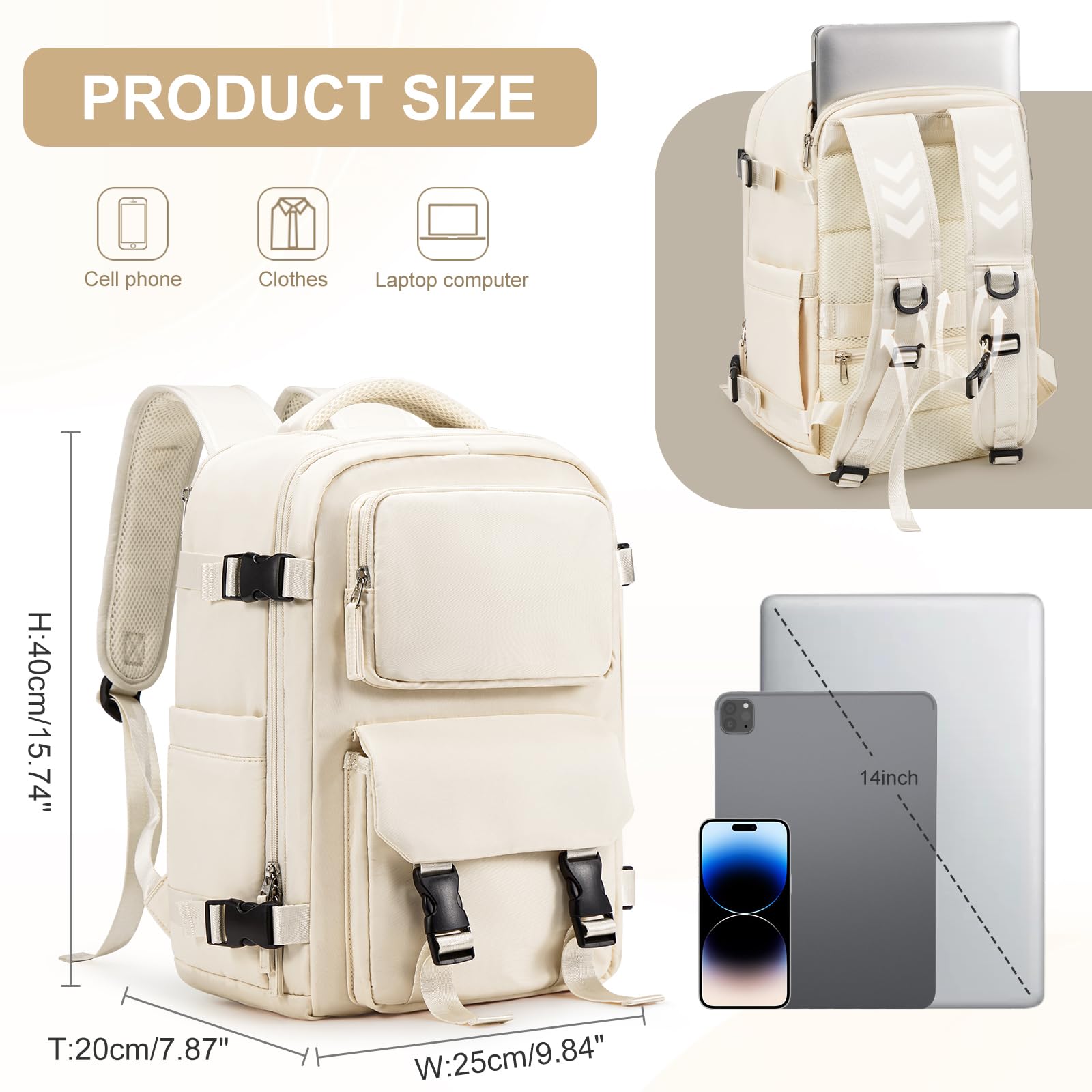 SZLX Zaino da viaggio grande da donna da viaggio zaino da escursionismo sportivo da esterno impermeabile zaino da scuola casual laptop da 14 pollici con porta di ricarica USB scomparto per scarpe