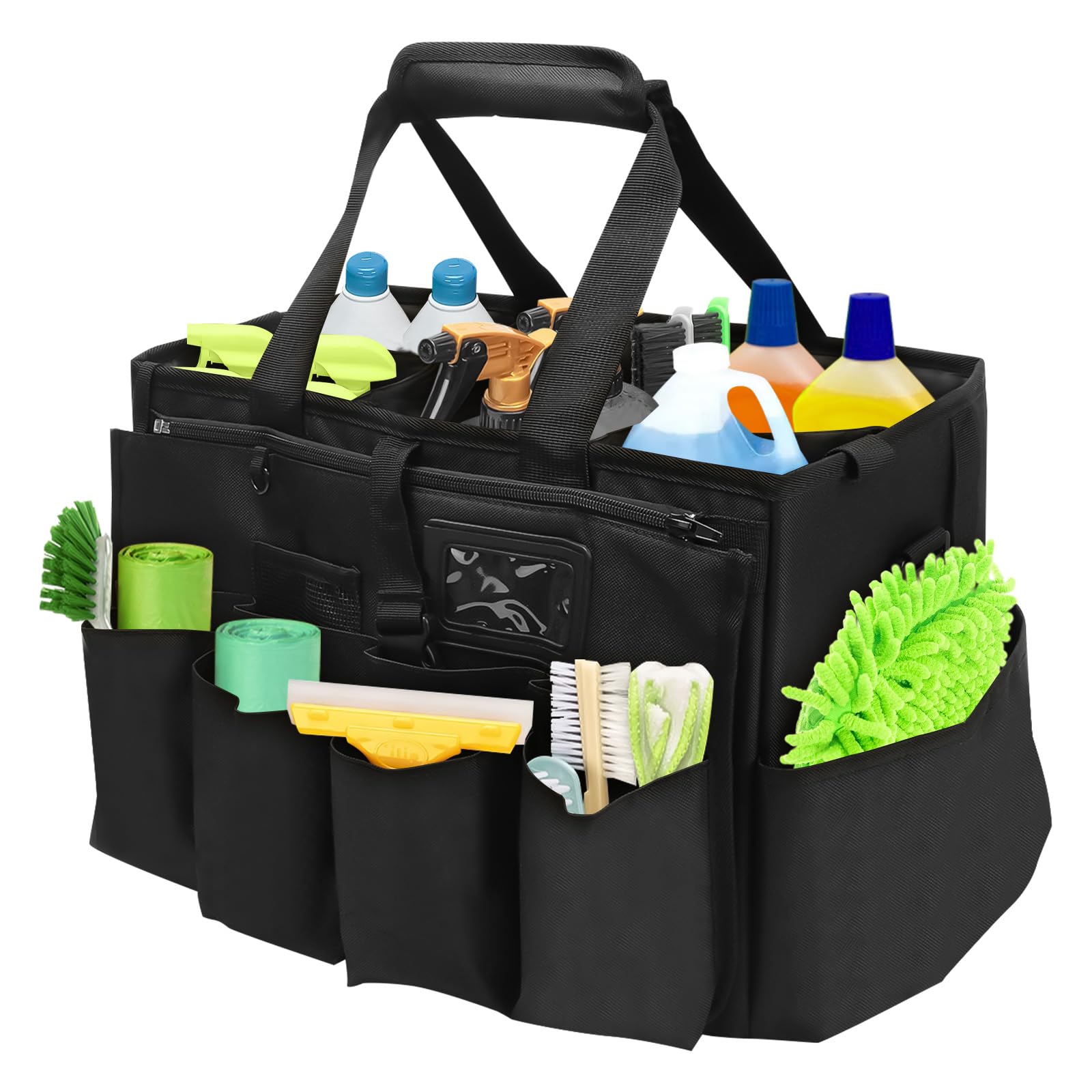 Organizer do czyszczenia Caddy, przenośny organizer na środki czystości z uchwytem, z regulowanymi szelkami, duża torba do czyszczenia