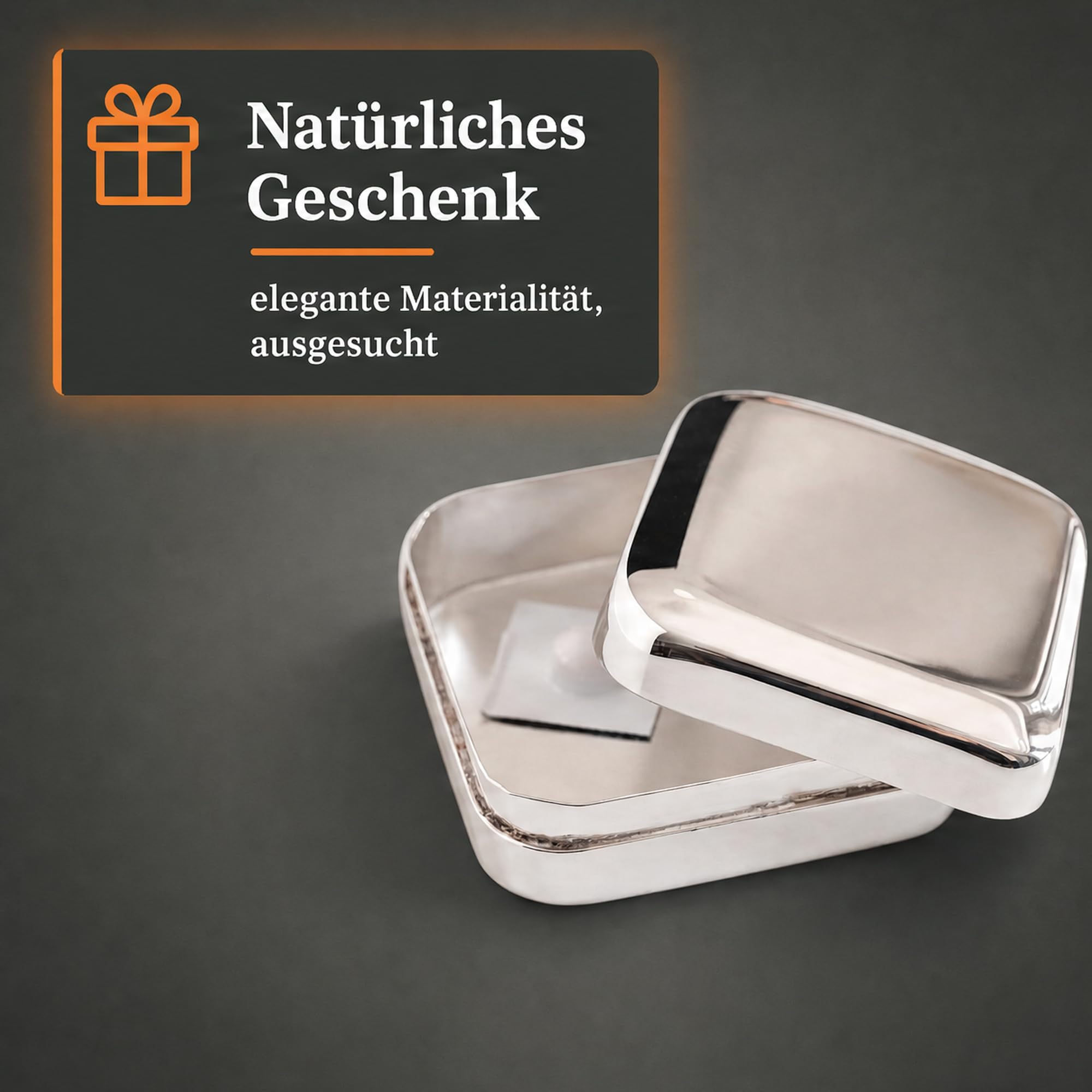 TORQUATO Pillendose Pure, versilbertes Messing, flach für Jackentasche