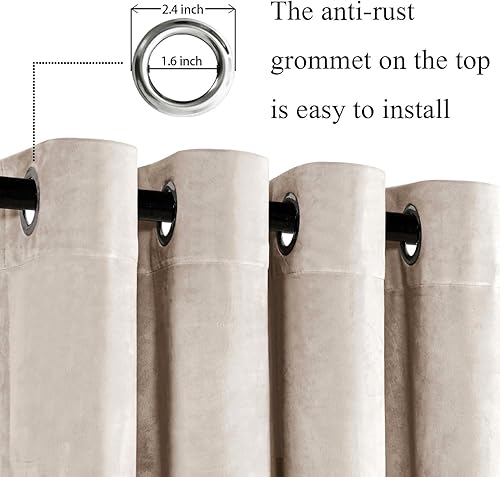 Miniatura 2 de JIUZHEN Cortinas de terciopelo color crema de 84 pulgadas de largo para sala de estar, con aislamiento térmico, para oscurecer la habitación, con