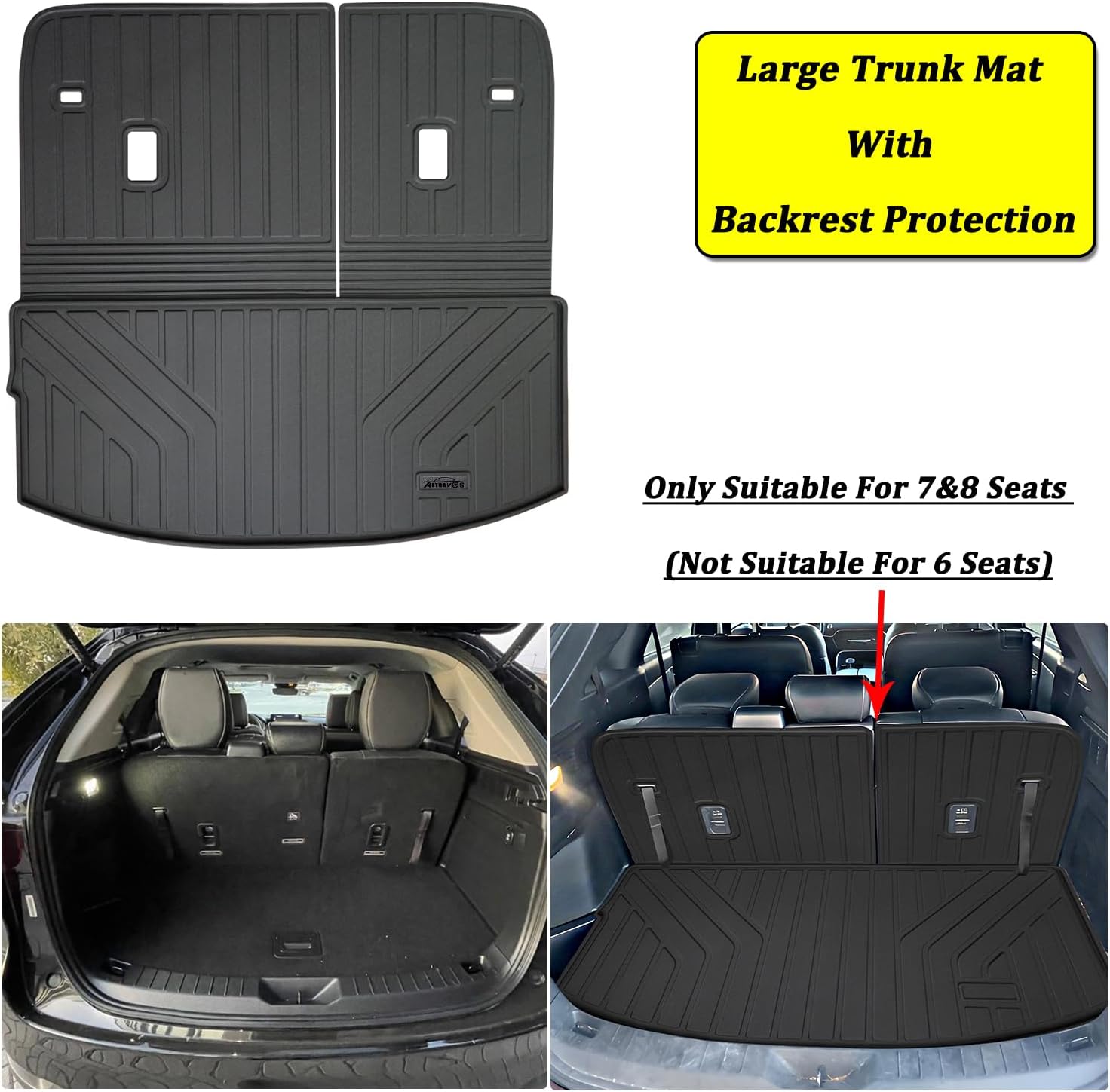 Large Cargo Liners for Mazda CX90 CX-90 2024 2025 (Only Suitable for 7&8 Seats)(Not Suitable for 6 Seats),TPE All Weather Protection with Trunk Mat Covering The backrest - Image 2