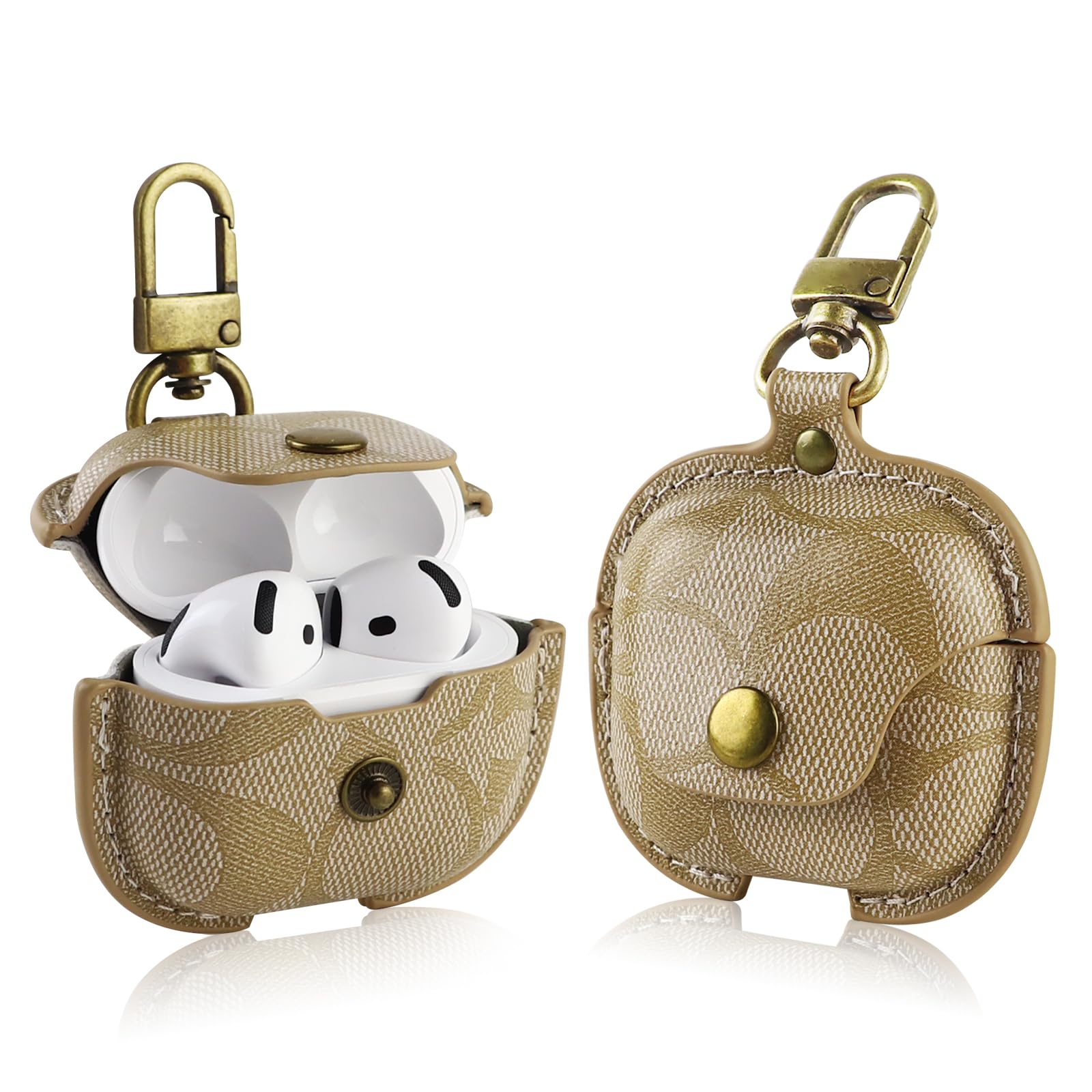 for AirPods 4 Case, Compatible with AirPods 4th Generation, Leather Full Body Shockproof Protective Cover, Random Pattern (A)