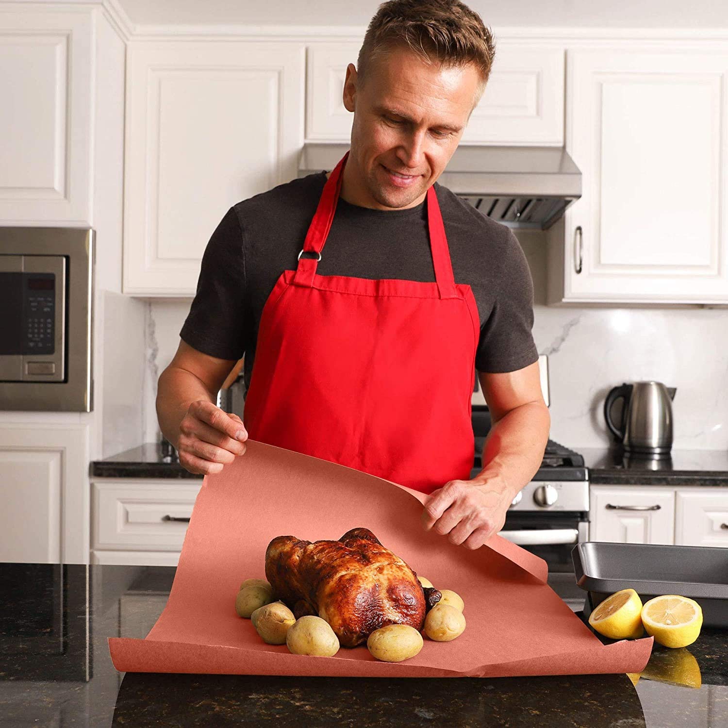 VENEKA Papier d'emballage de PêChe de Qualité Alimentaire de Rouleau de Papier de Boucher Kraft Rose de 45,7 Cm x 53,3 Mètre pour Fumer la Viande de Toutes Les VariéTéS