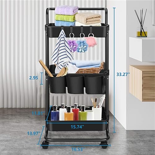 Miniatura 6 de Azmall Carrito utilitario de 3 niveles con ruedas  Carrito de almacenamiento con ruedas  Carrito de almacenamiento con ruedas  Carrito de maquillaje