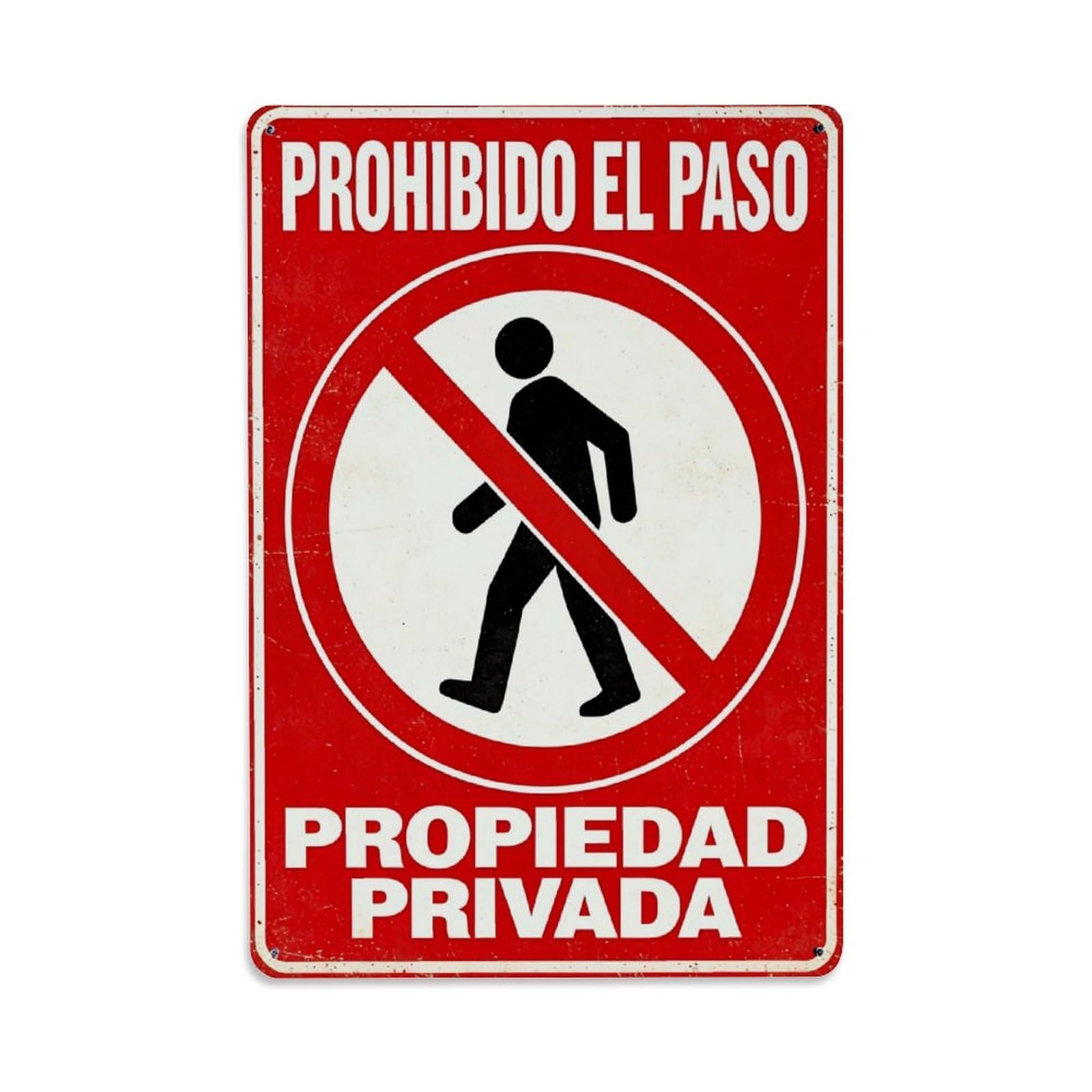 Jdyaojiesheng Vintage Prohibido El Paso Propiedad Privada Tin Sign Retro Metal Wall Decor Metal Poster, Home Bar Garage Farmhouse Cafe Wall Art Decoration 8X12inches
