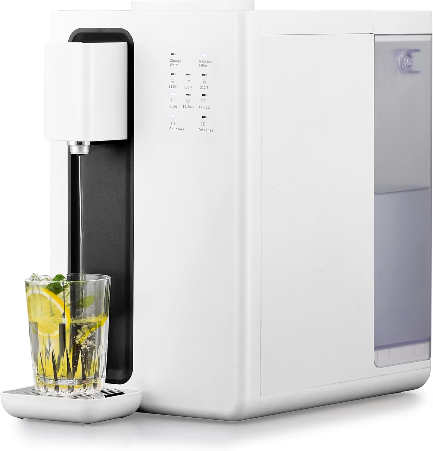 CO-Z Countertop Reverse Osmosis Water Filter, 4-Stage RO Water Filtration System, Portable Water Purifier Dispenser with 4 Temp 3 Preset Volume Options, 3:1 Pure to Drain, NSF/ANSI 58, No Installation RO Water Filter with Temp & Volume Options