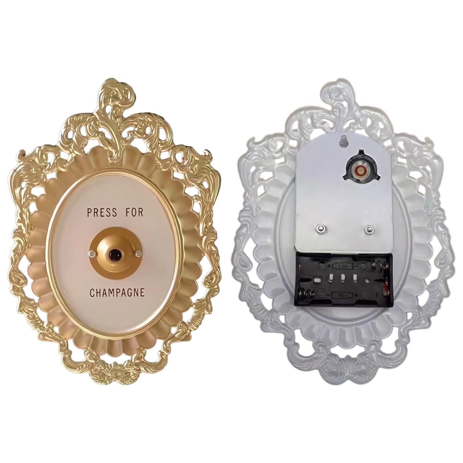 Packool Gold Press For Champagne Button, Vintage Champagne Themed Decor, Elegant Decorative Doorbell For Home, Hotels, Parties, 7.9 X 5.9 In / 20 X 15 Cm Metal French Doorbell