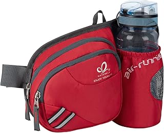 Waterfly Riñonera Running Deportiva Hombre Mujer con Soporte para Botellas Bolsa de Cintura para Correr Senderismo (Rojo)