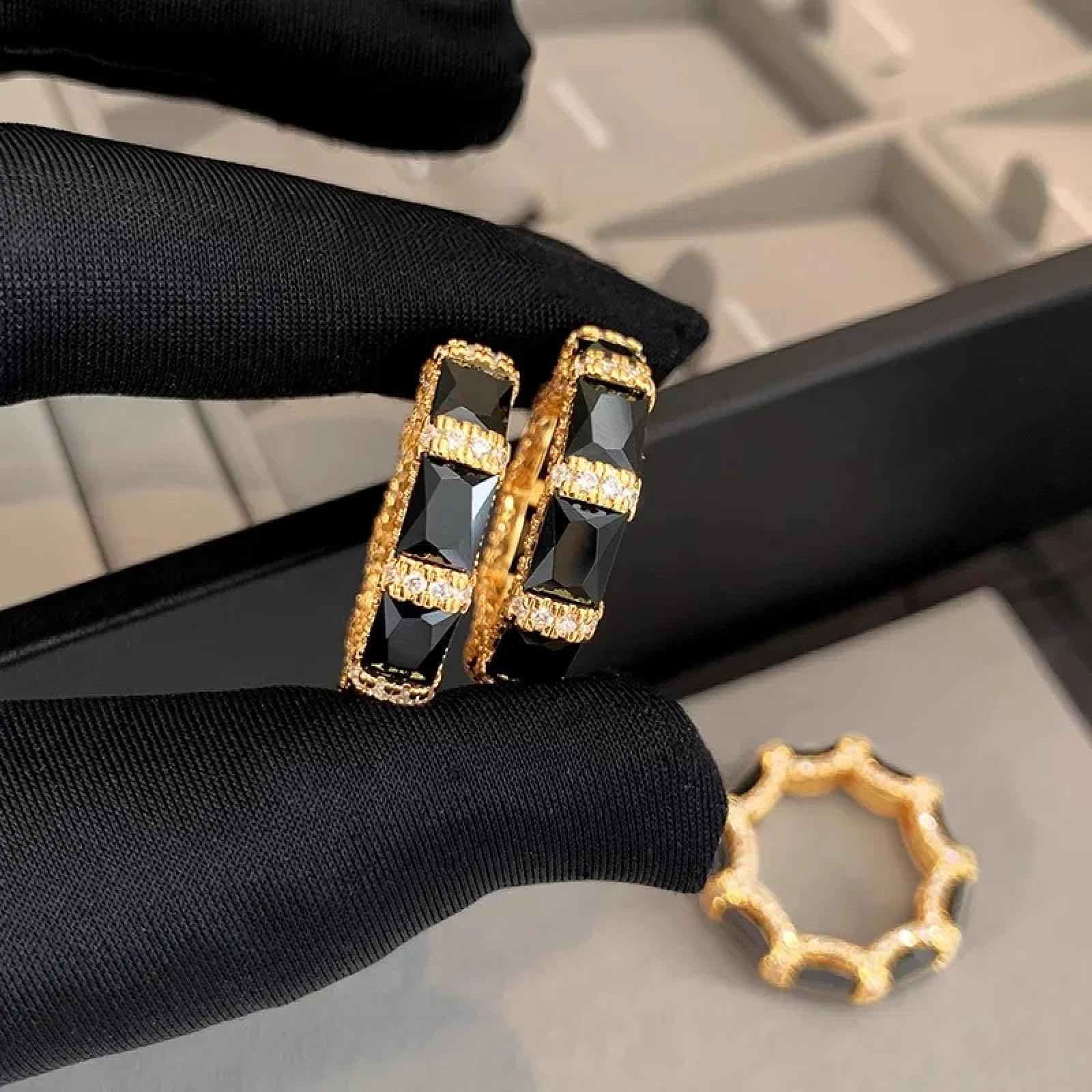 Ring Ringe Damen Bijouterie Herren Vintage-Mode Einzigartiger Schwarzer Achatring Für Frauen Nische Hip-Hop-Trend Exquisiter Partyschmuck