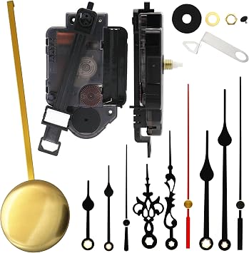 TIKROUND Original Youngtown 12888 Pendulum Clock Movement with 3 Sets of Hands 13.5mm 17/32 inch Shaft Length 5.5mm 7/32 inch Thread Length.