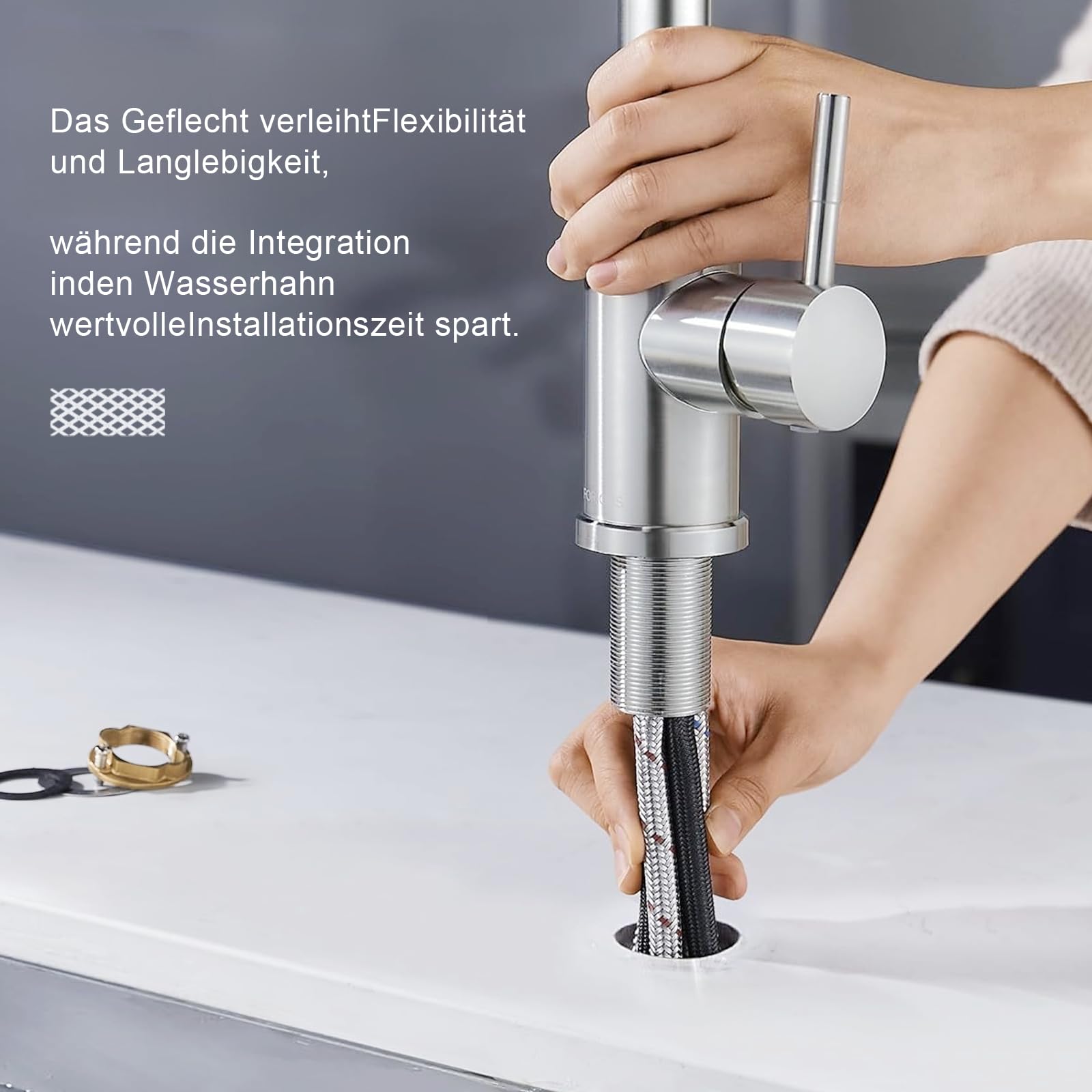 Selotus - Keukenkraan Met Uittrekbare Uitloop - Inclusief Aansluitingen Keukenmengkraan Handdouche Flexibele Slang Keuken Kraan Wastafel Zwart