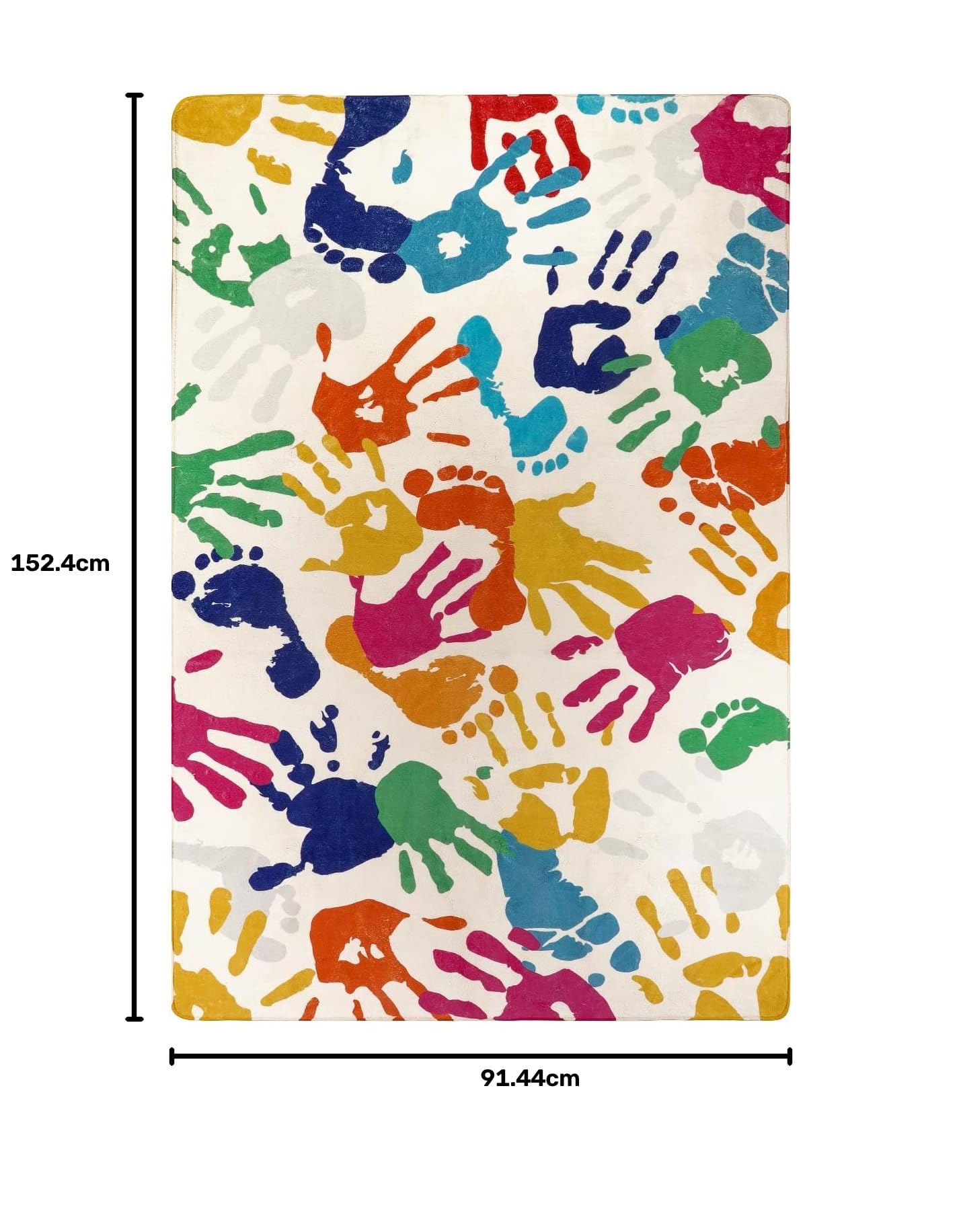 STARUIA Handabdrücke und Fußabdrücke Kinderteppich für Spielzimmer, 91x152 cm, waschbar, farbenfroh, Kinderzimmerteppich für Jungen und Mädchenzimmer, Innenmatte für Klassenzimmer, Schlafzimmer