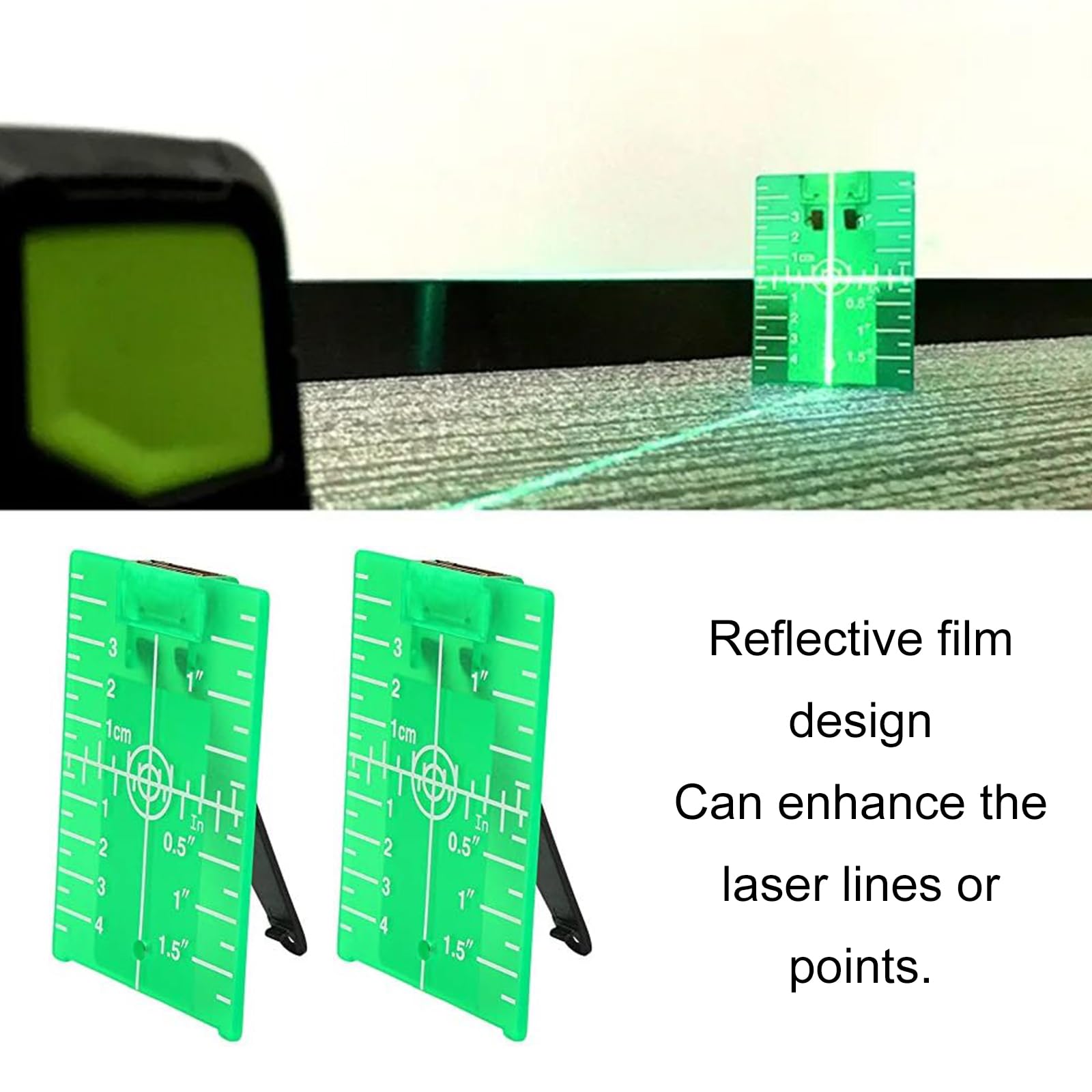 Target Laser Verde,Cavalletto Livella Laser,Target Magnetica con Gamba per Livella Laser Verde,2pcs