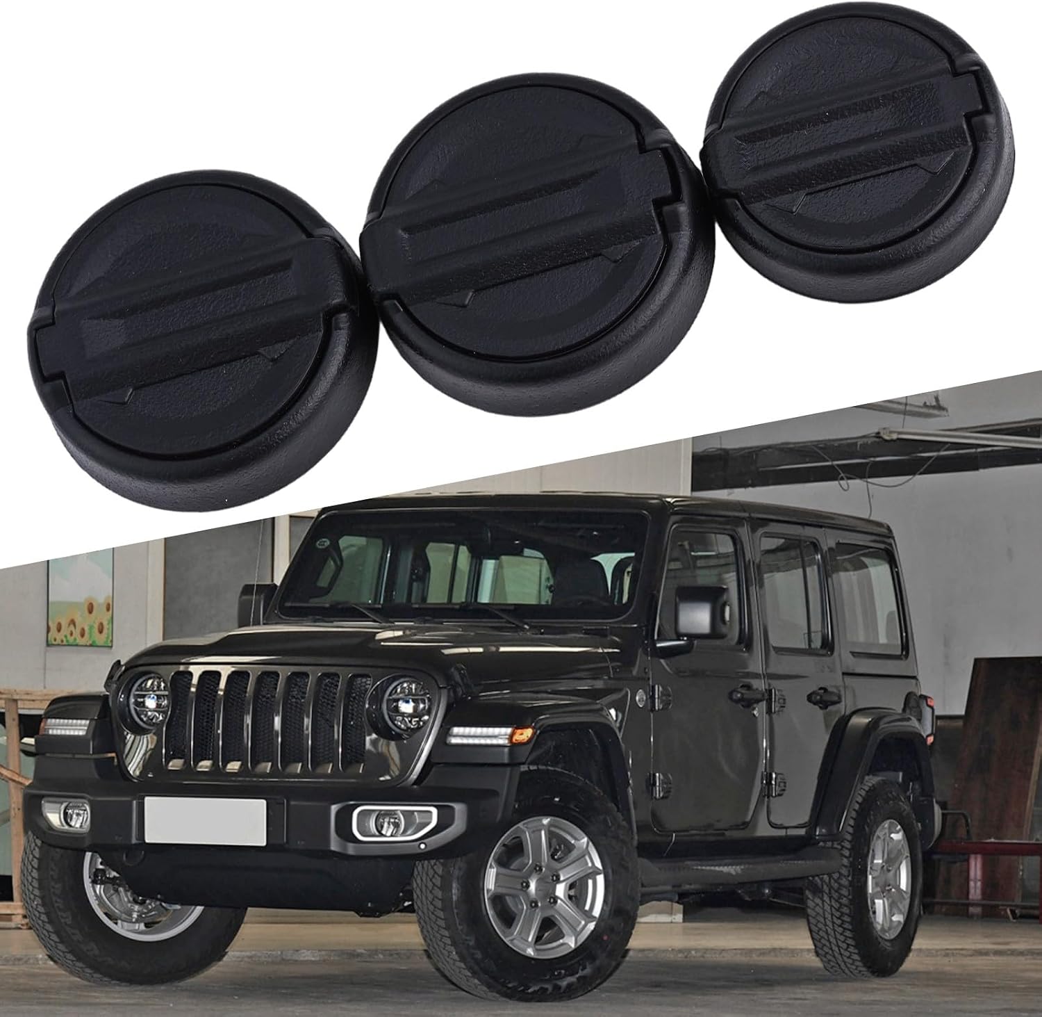 FACAIIO Jeep Wrangler 2018-2024 Keyhole Covers 3 Pack Black ABS Door Lock Keyhole Caps Wear Resistant and Corrosion Resistant