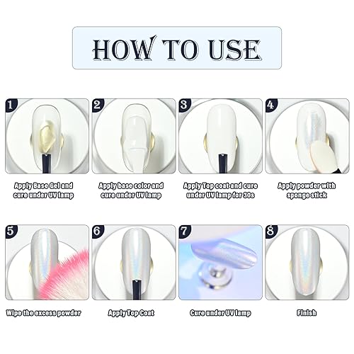 Miniatura 6 de REPULOS Polvo de uñas cromado 6 en 1 con efecto espejo metálico, pigmento iridiscente aurora, polvo de uñas cromado verde para uñas, polvo de